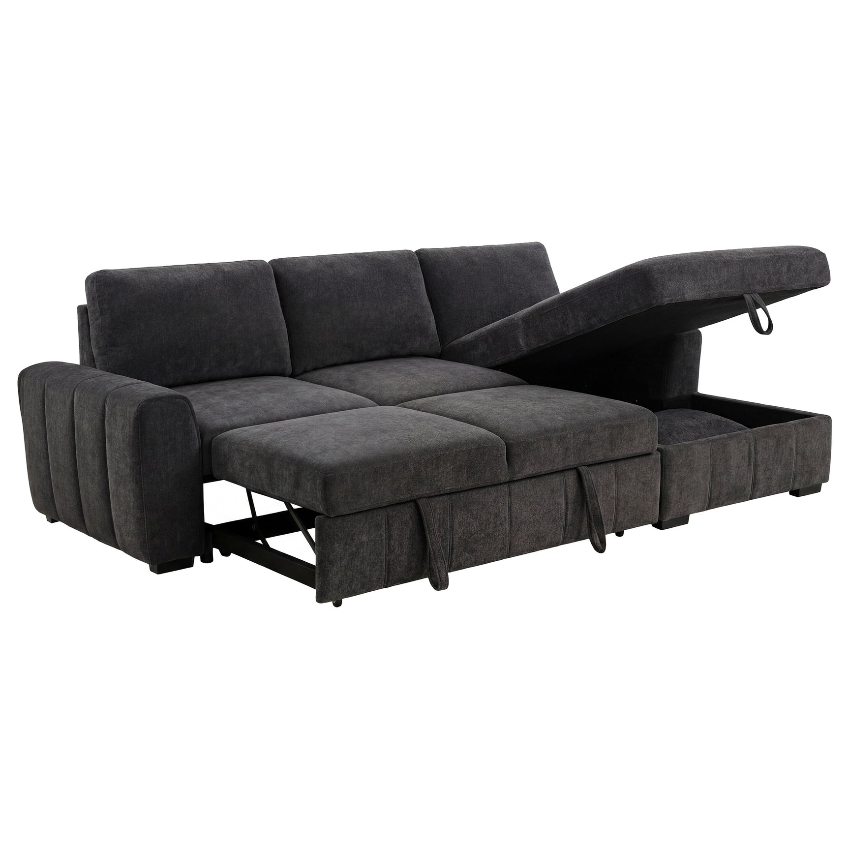 Tampa Furniture Outlet - Coaster - Pastrana Upholstered Sleeper Sectional Sofa RAF Chaise Grey - 500359