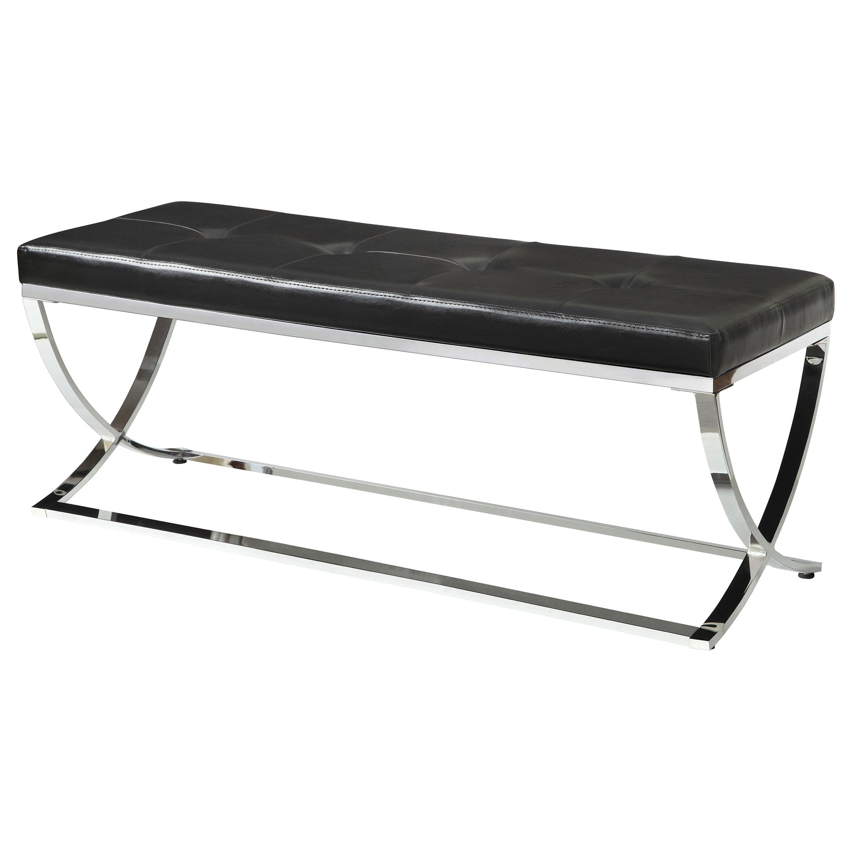 Walton Leatherette Upholstered Tufted Accent Bench Black - Tampa Furniture Outlet