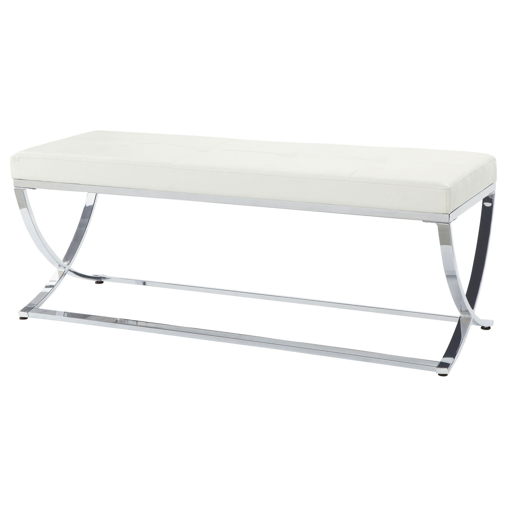 Walton Leatherette Upholstered Tufted Accent Bench White - Tampa Furniture Outlet