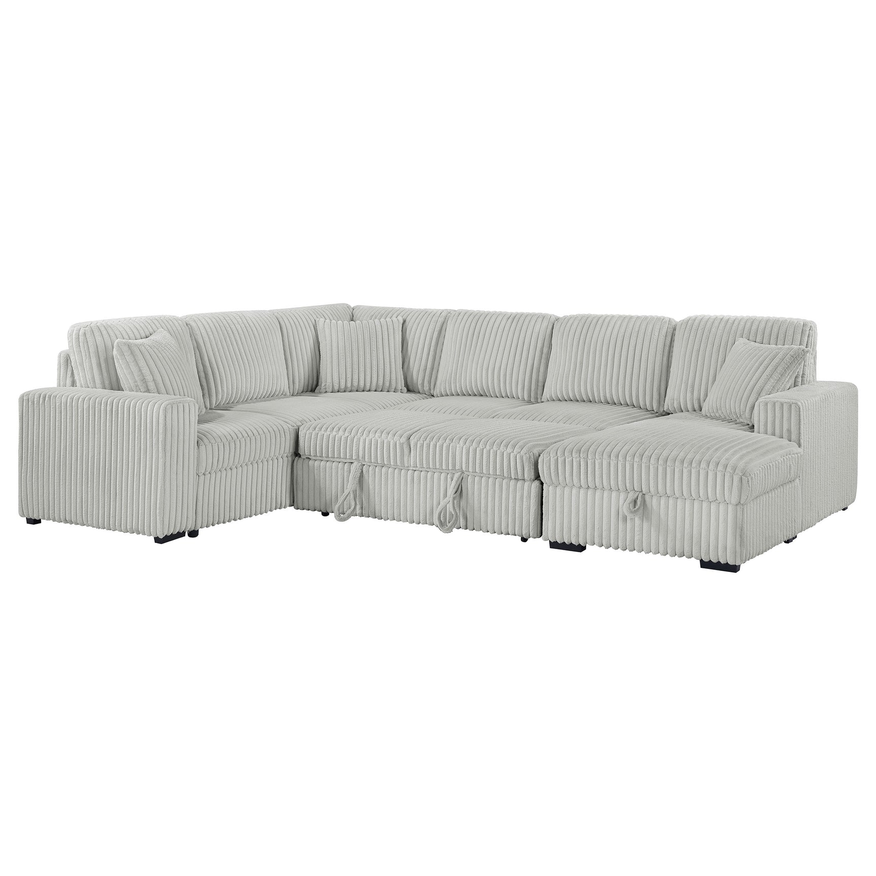 Devonshire Sleeper Sectional Sofa Storage Chaise Grey - Tampa Furniture Outlet
