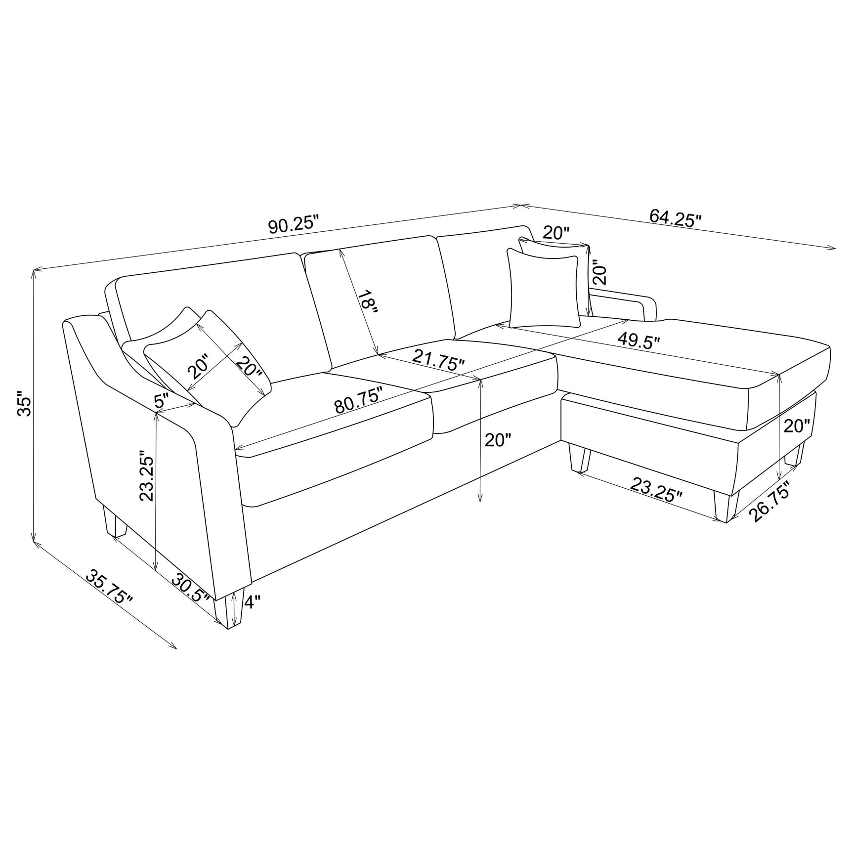 Mcloughlin Upholstered Sloped Arm Sectional Sofa Platinum - Tampa Furniture Outlet