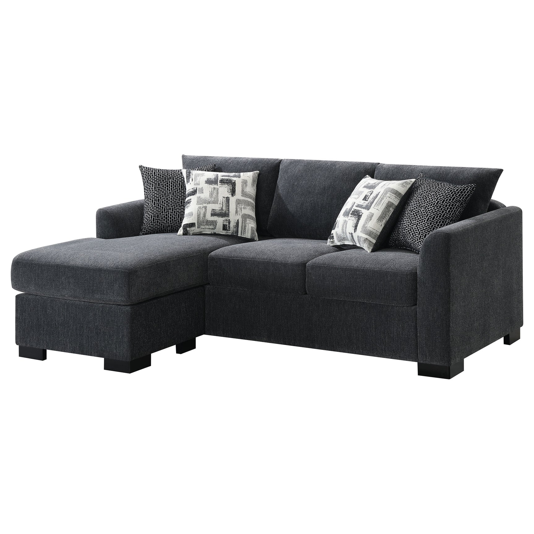 Storey Upholstered Sleeper Sectional Chaise Sofa Dark Grey - Tampa Furniture Outlet
