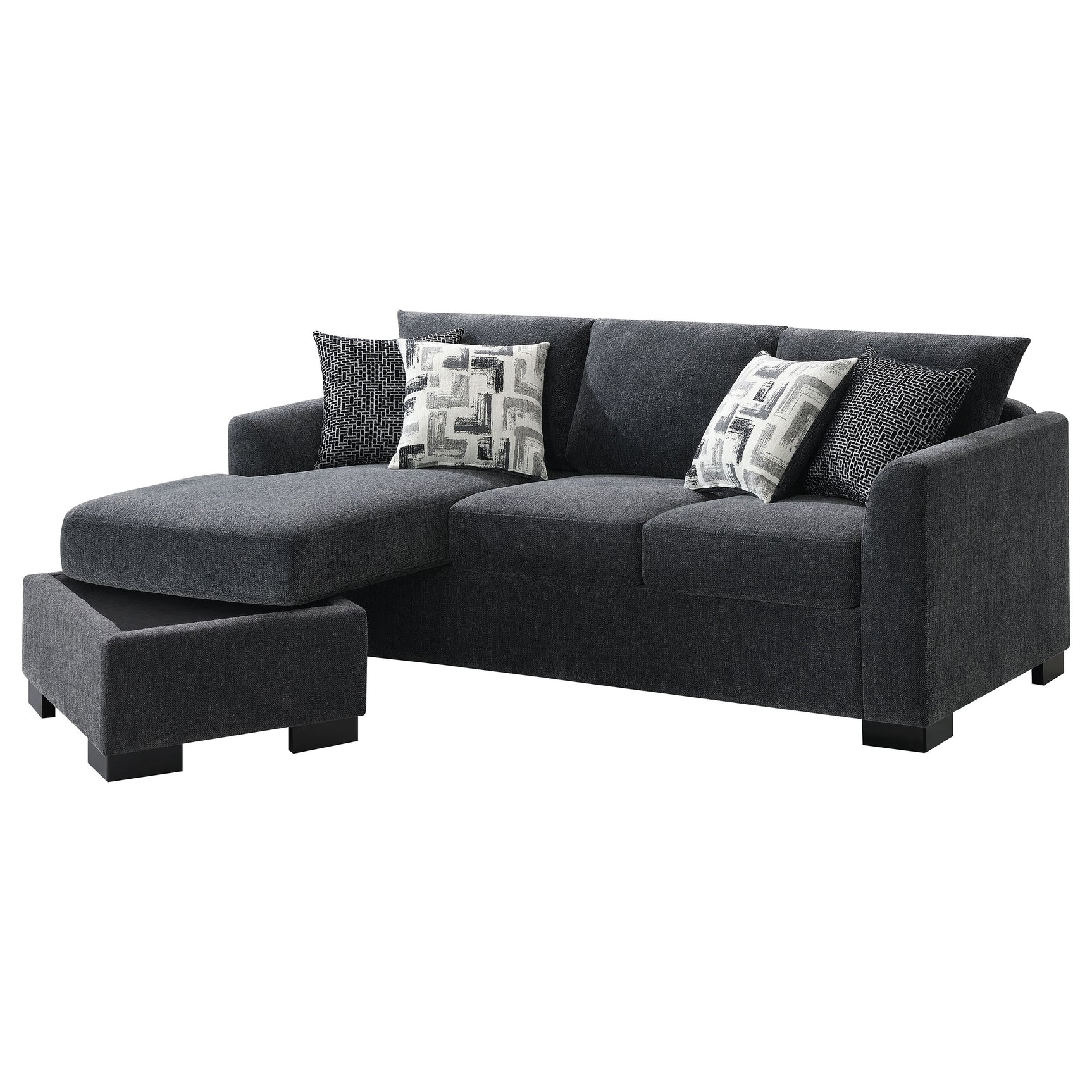 Storey Upholstered Sleeper Sectional Chaise Sofa Dark Grey - Tampa Furniture Outlet