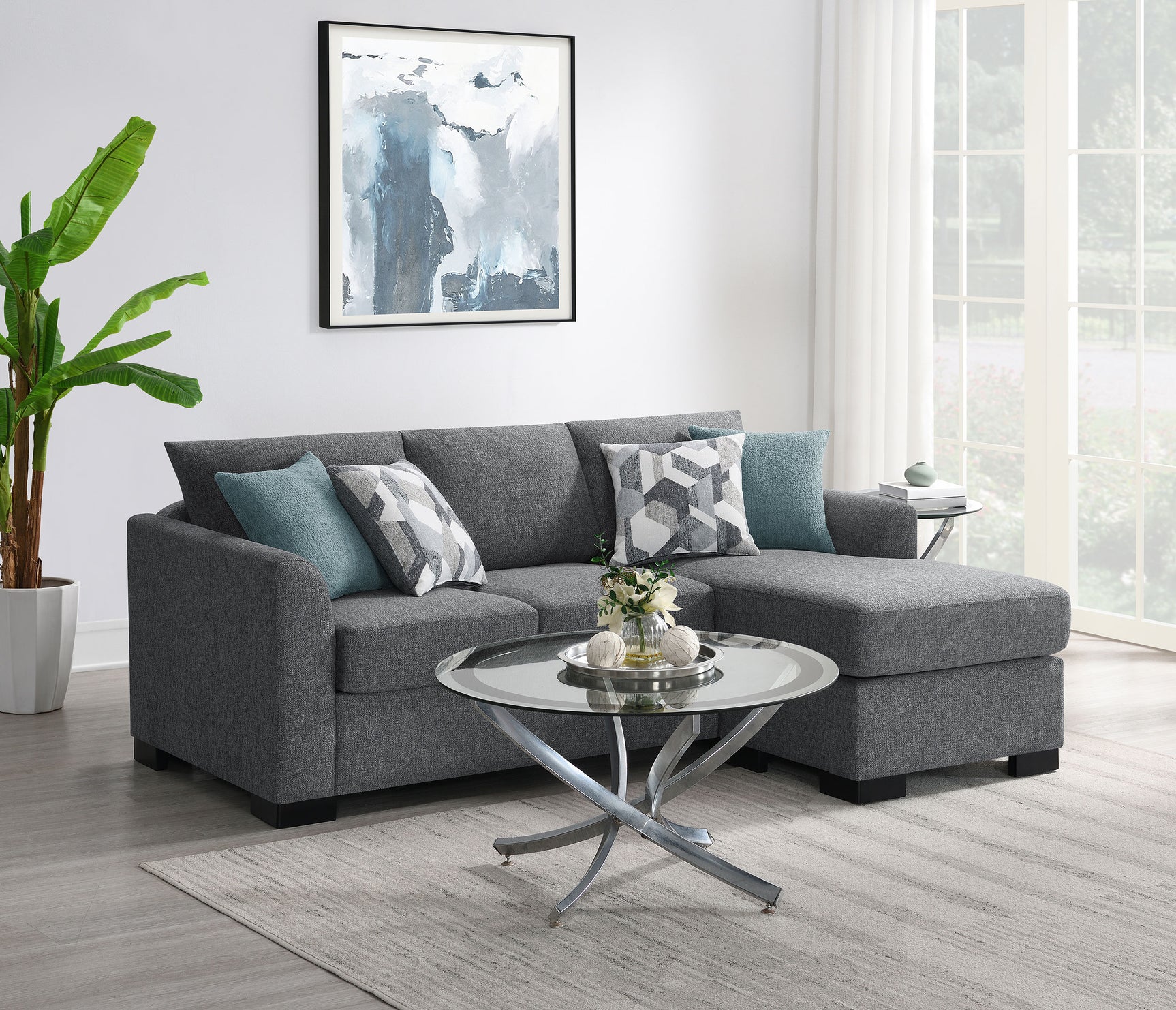 Storey Upholstered Sleeper Sectional Chaise Sofa Grey - Tampa Furniture Outlet