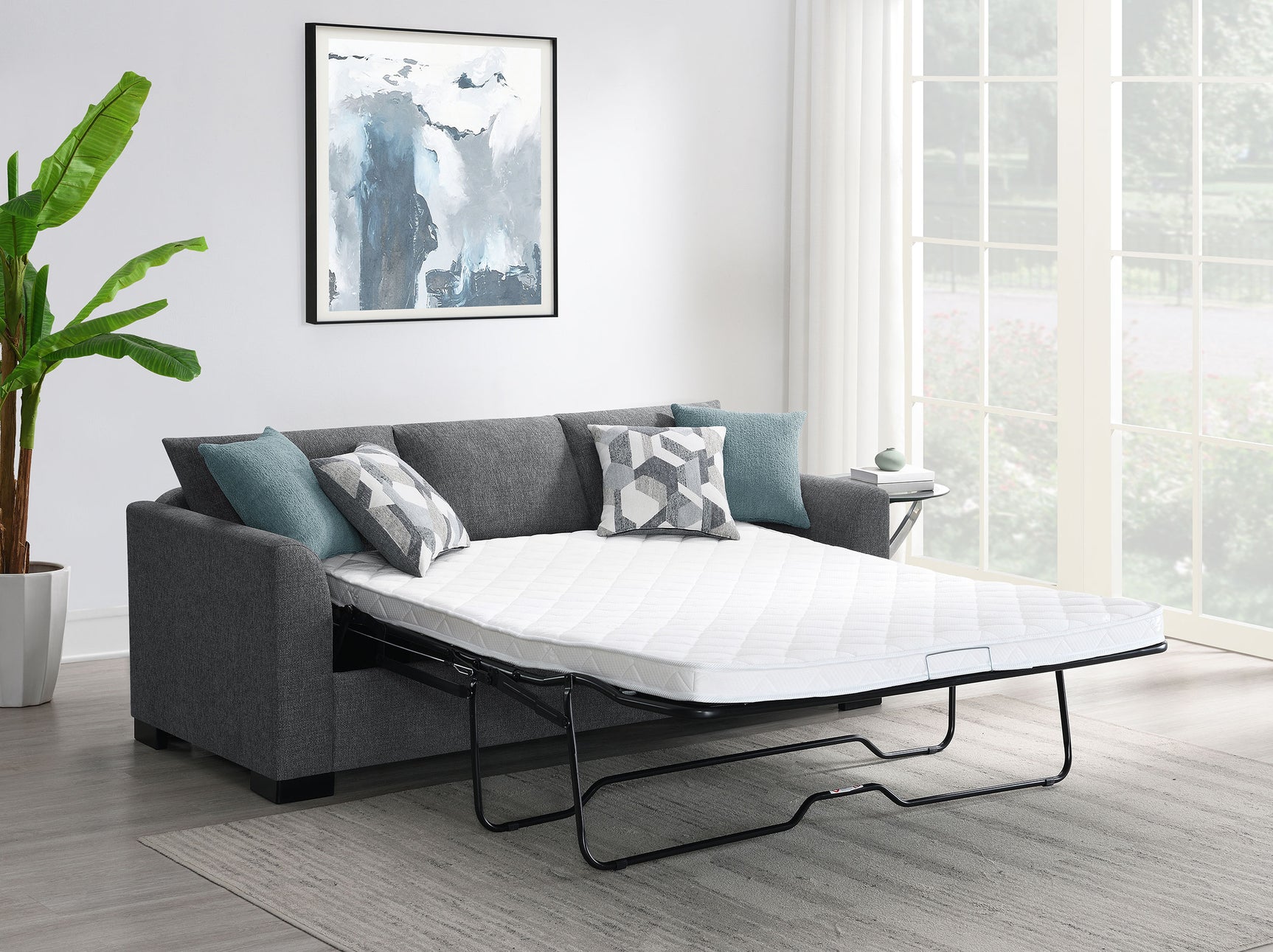 Storey Upholstered Sleeper Sectional Chaise Sofa Grey - Tampa Furniture Outlet