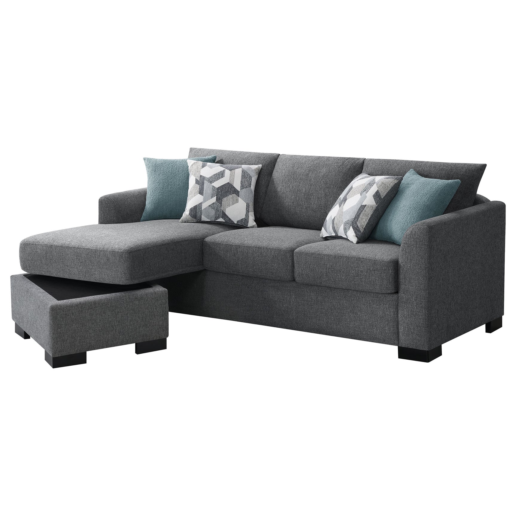 Storey Upholstered Sleeper Sectional Chaise Sofa Grey - Tampa Furniture Outlet