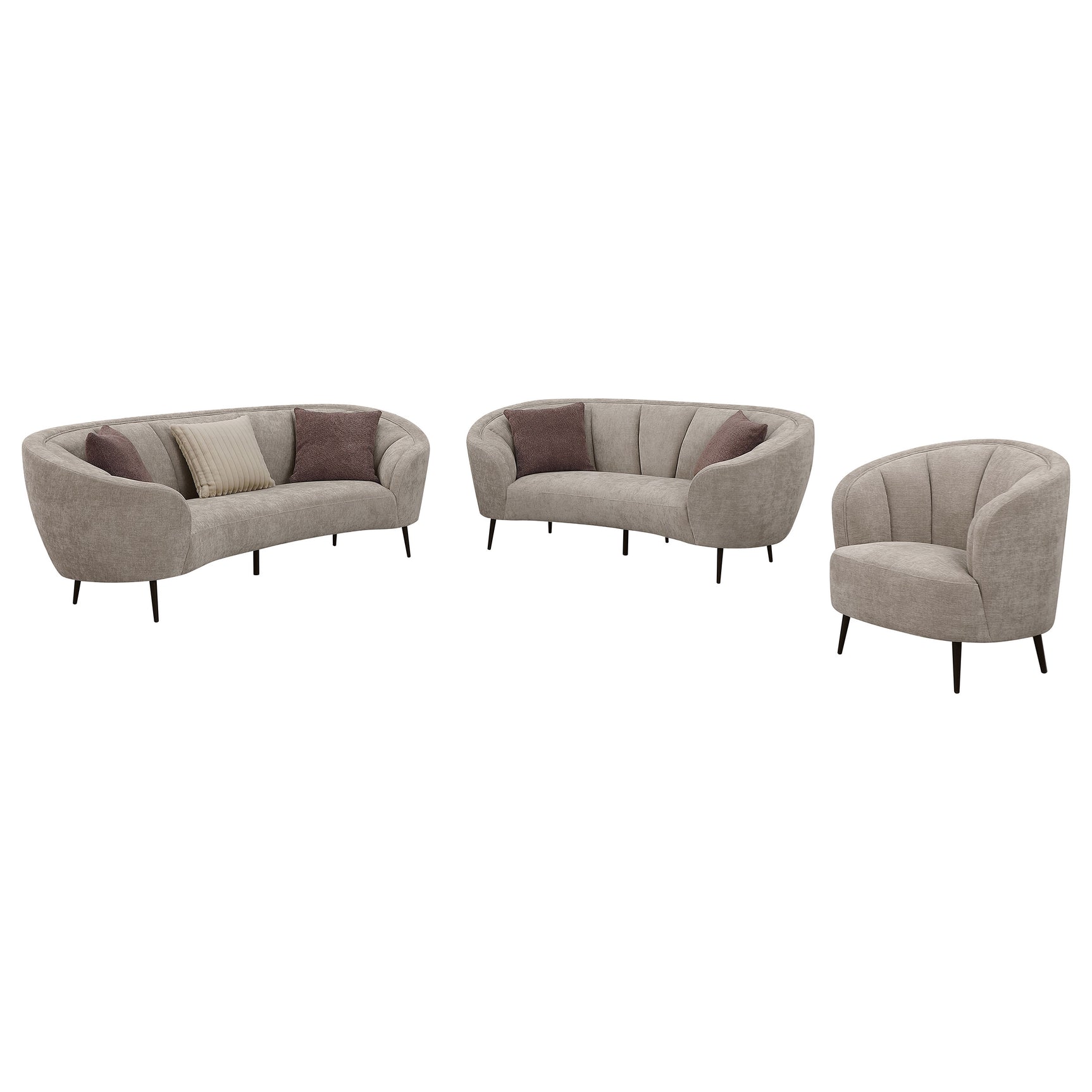 Ellorie 3-piece Upholstered Curved Sofa Set Beige - Tampa Furniture Outlet