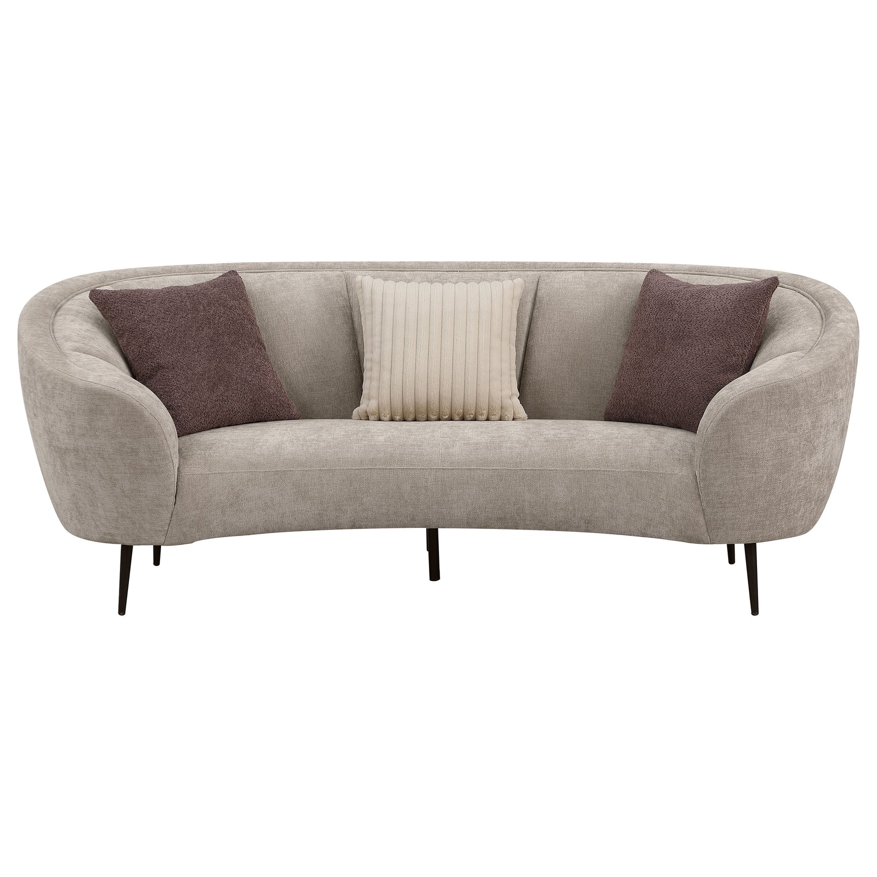 Ellorie Upholstered Channel Back Curved Sofa Beige - Tampa Furniture Outlet
