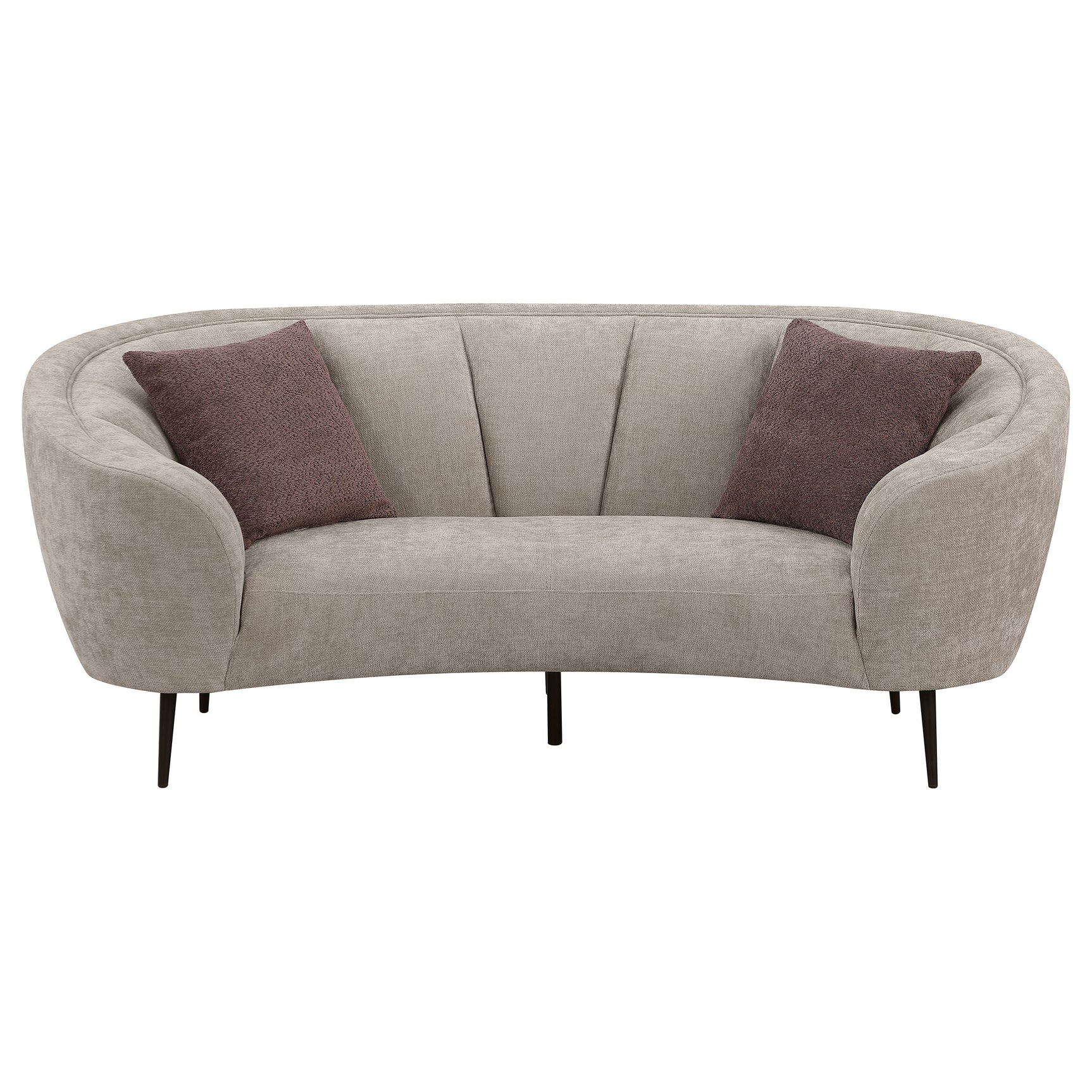 Ellorie Upholstered Channel Back Curved Loveseat Beige - Tampa Furniture Outlet