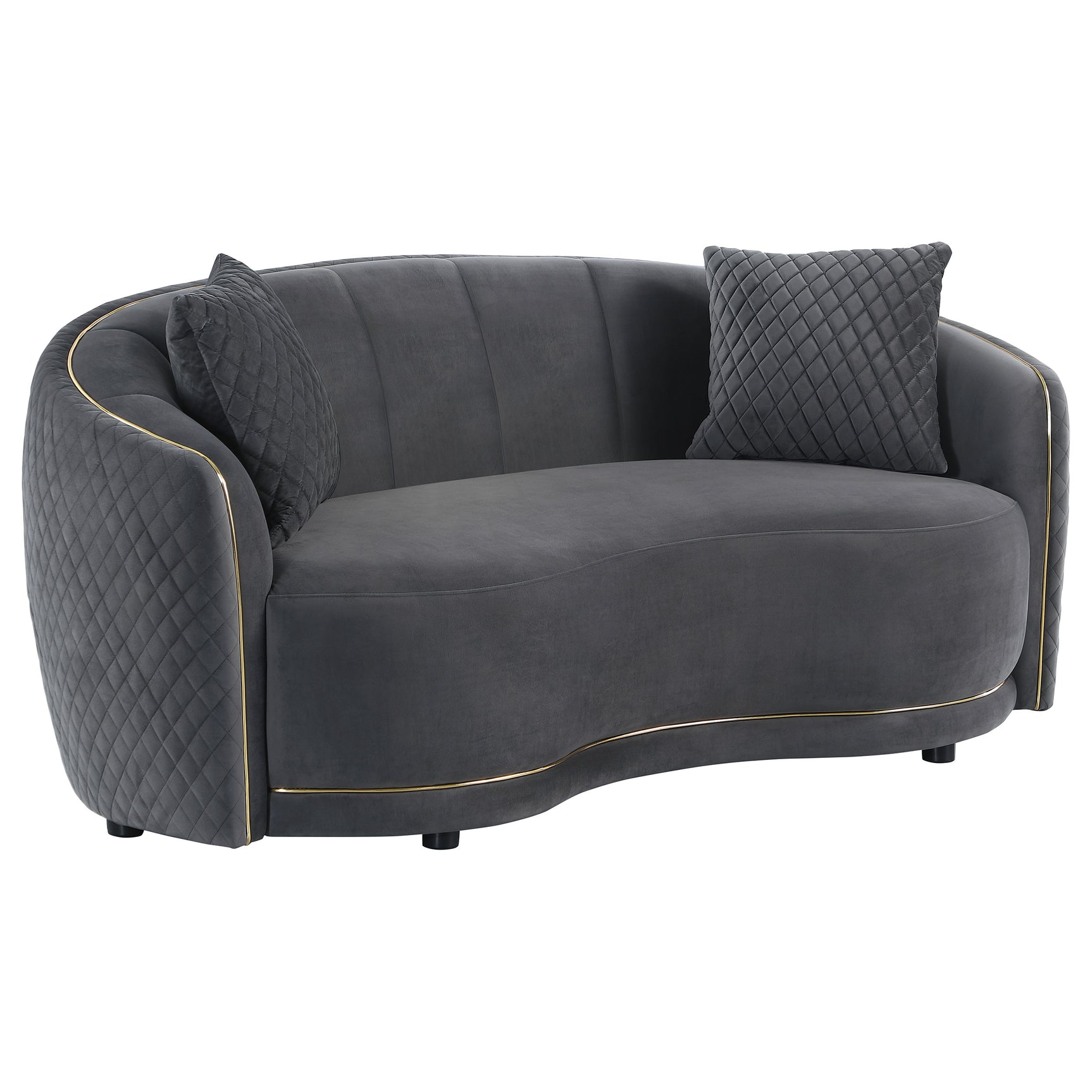 Brookside 2-piece Velvet Upholstered Sofa Set Dark Grey - Tampa Furniture Outlet