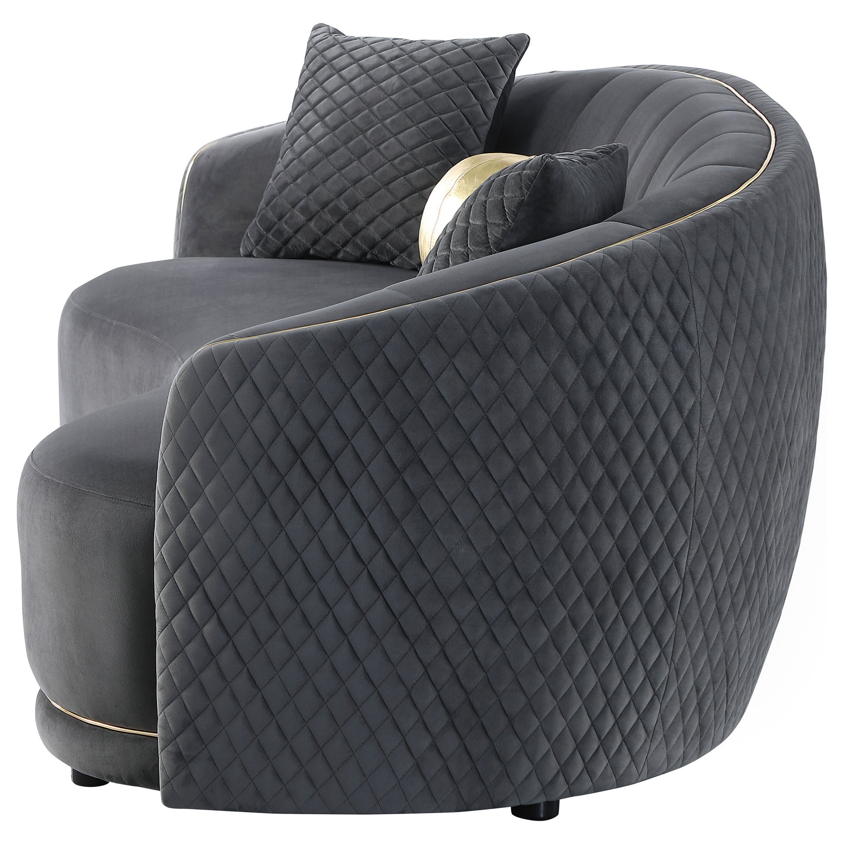 Brookside Velvet Upholstered Curved Sofa Dark Grey - Tampa Furniture Outlet