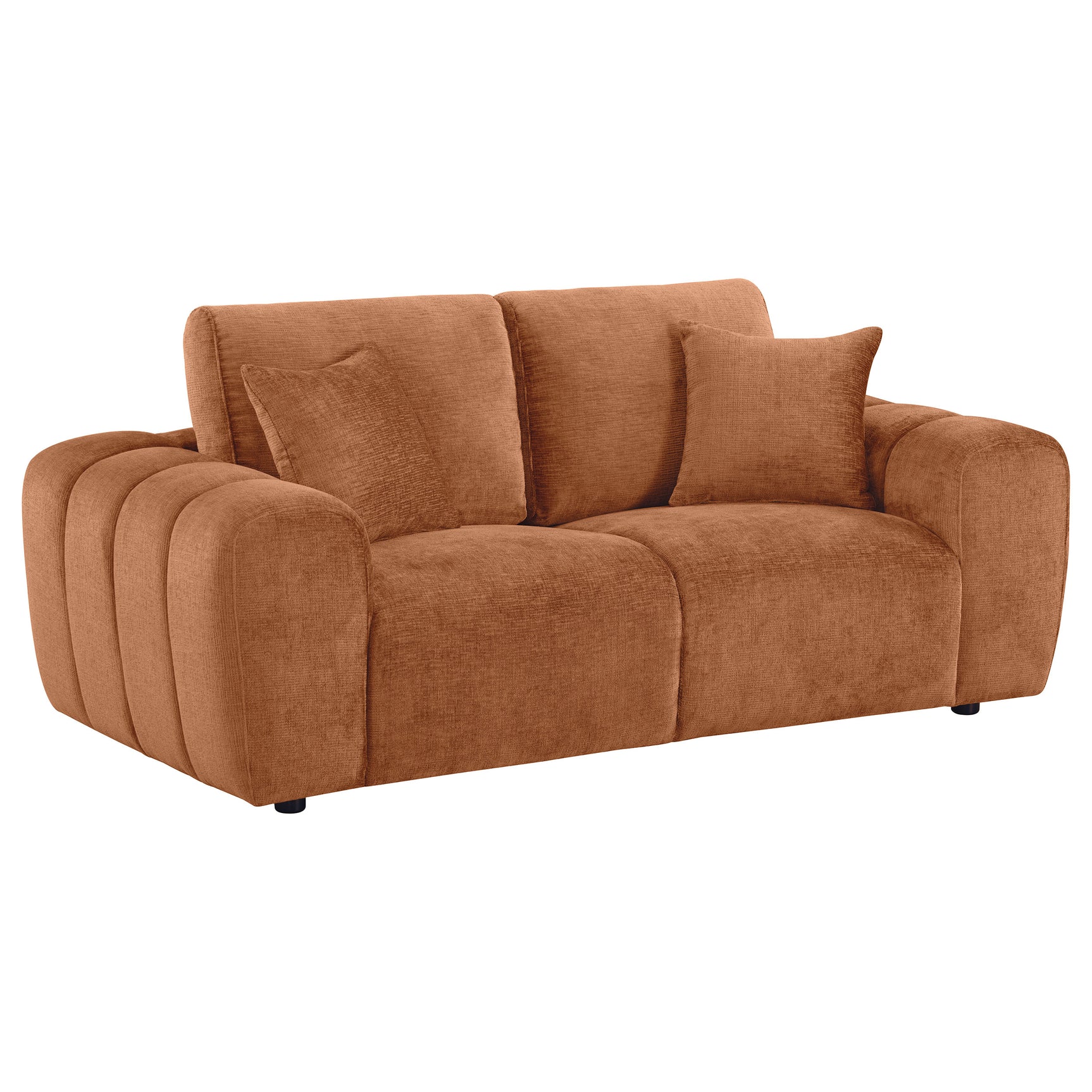 Tampa Furniture Outlet - Coaster - Burnett Chenille Upholstered Wide Arm Loveseat Burnt Orange - 504952