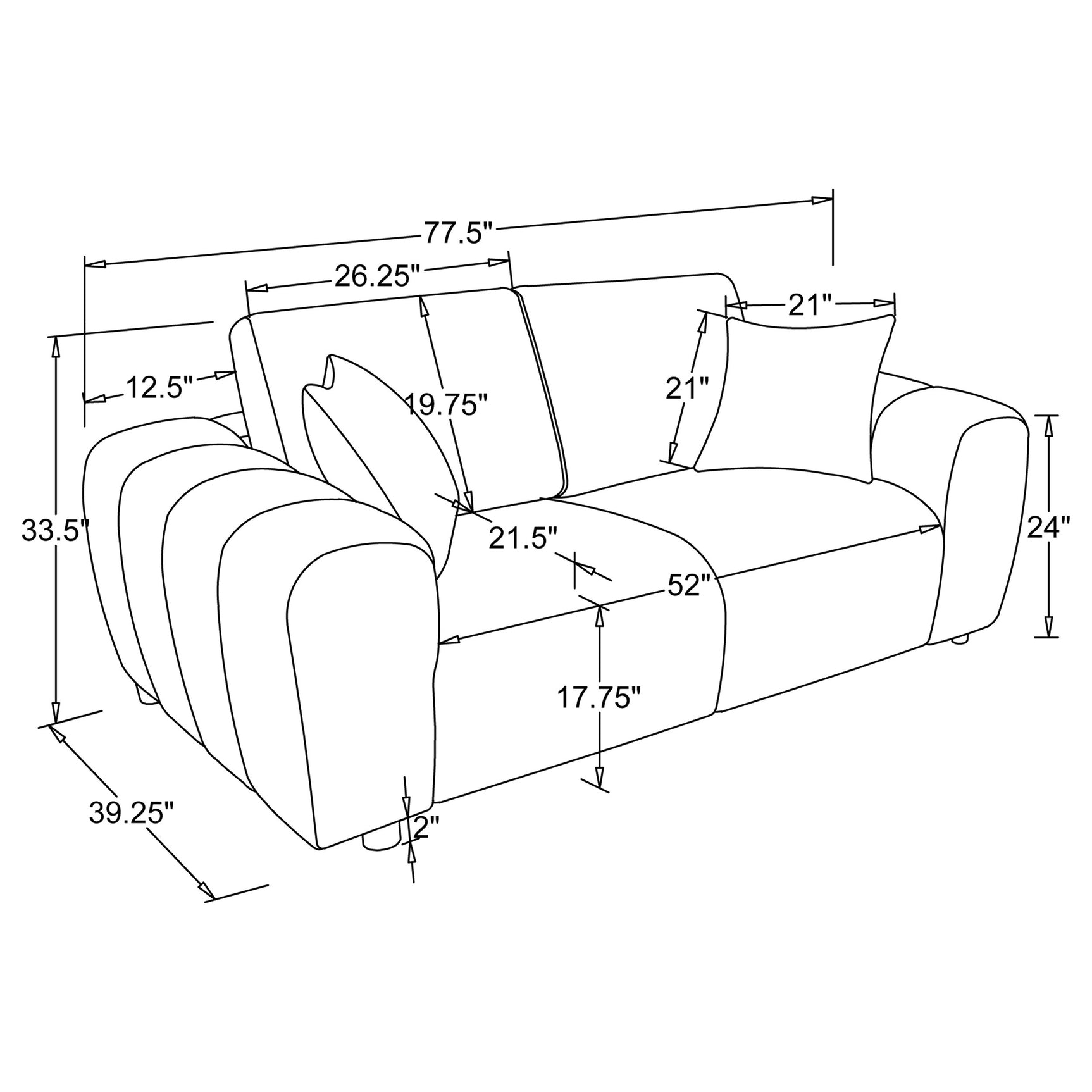 Burnett Chenille Upholstered Wide Arm Loveseat Burnt Orange
