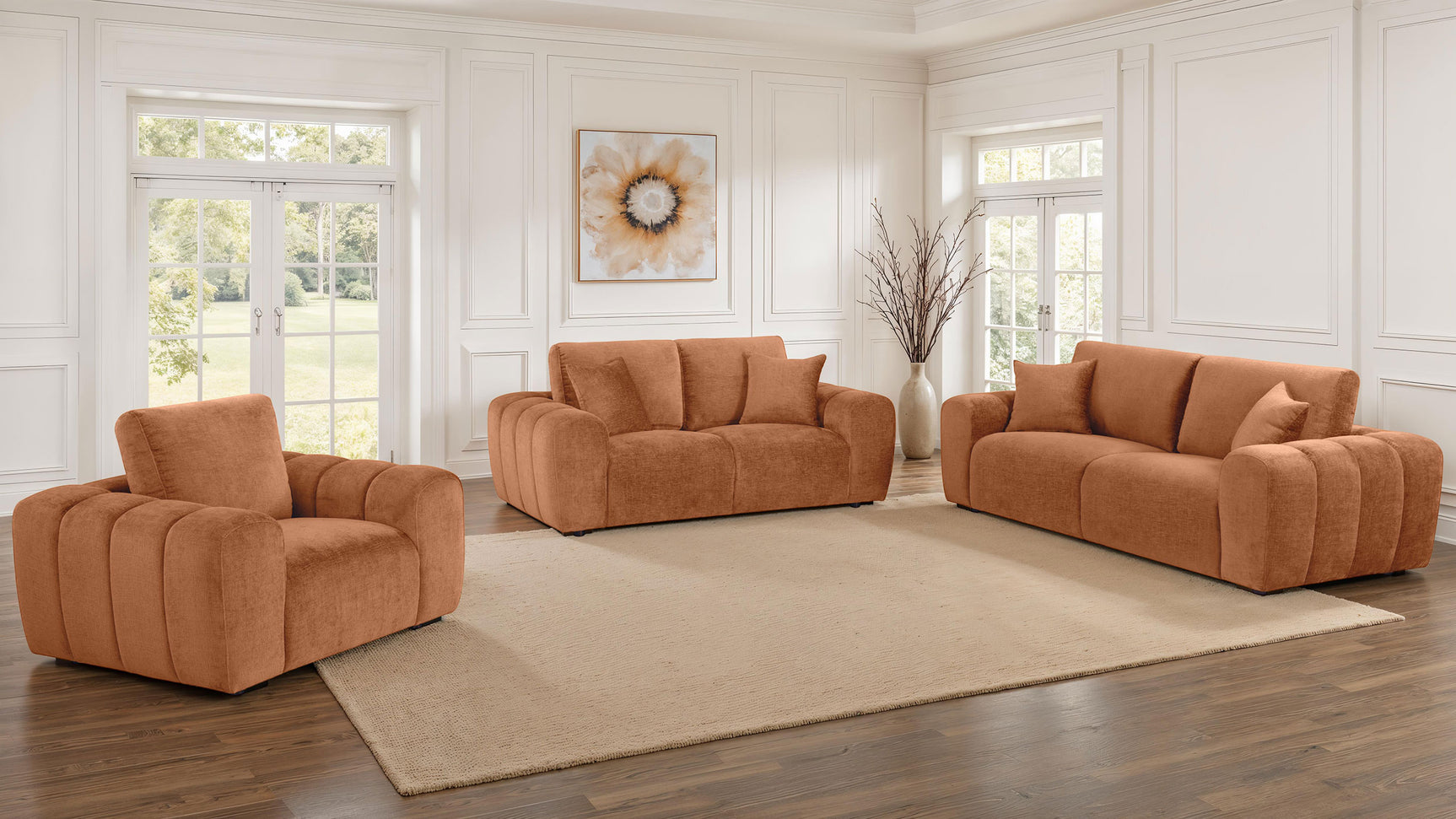 Burnett Chenille Upholstered Accent Chair Burnt Orange