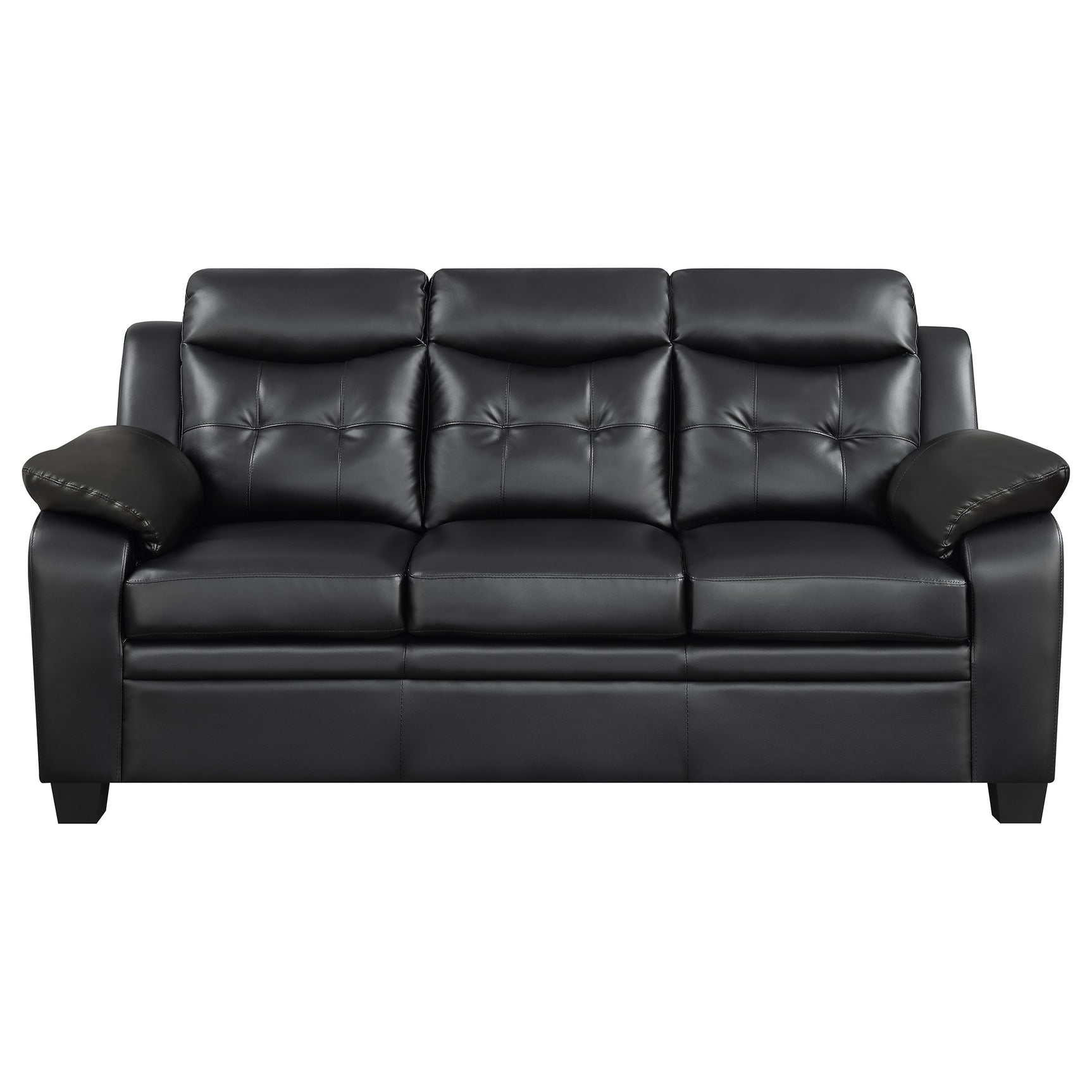 Finley 2-piece Upholstered Padded Arm Tufted Sofa Set Black - Tampa Furniture Outlet