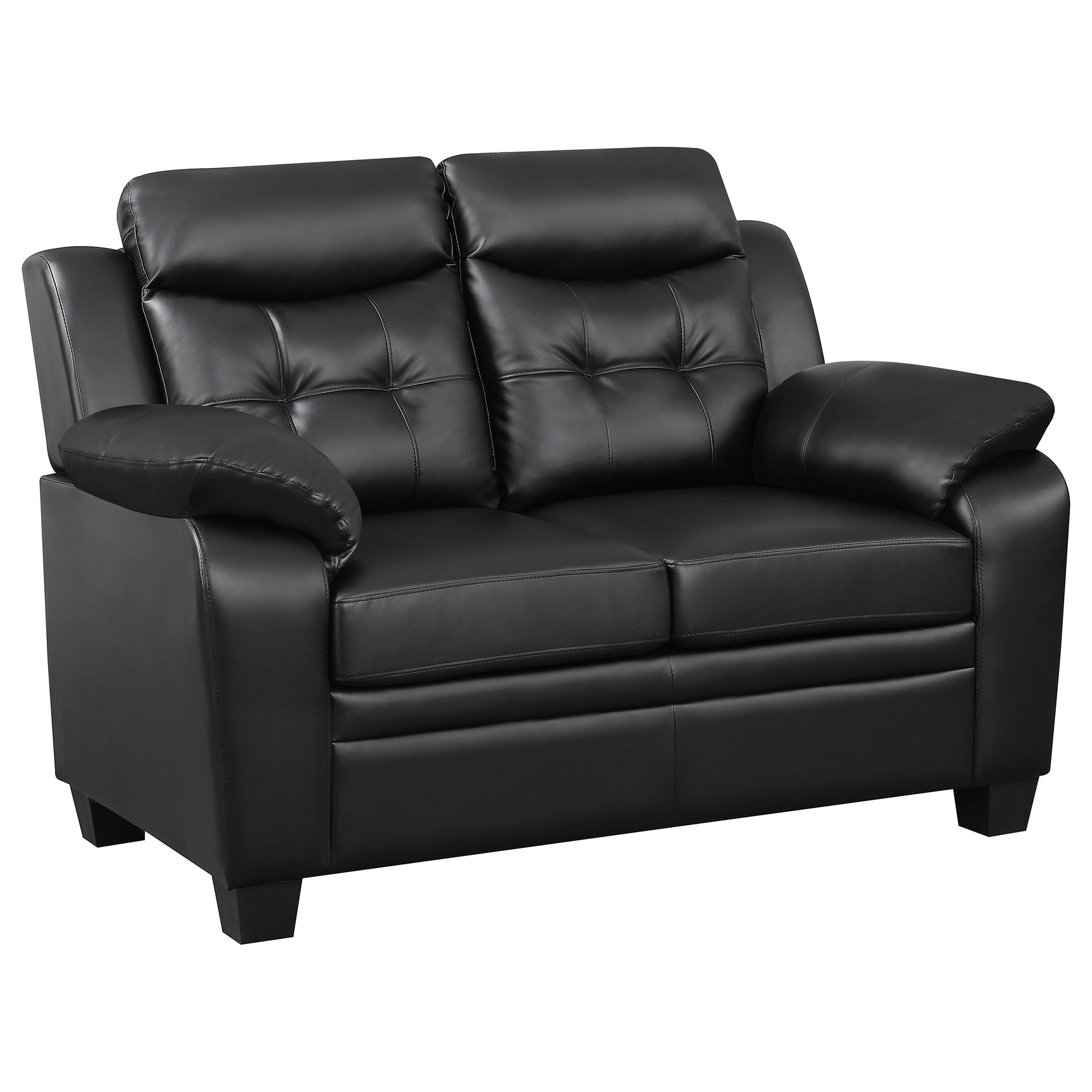 Finley 2-piece Upholstered Padded Arm Tufted Sofa Set Black - Tampa Furniture Outlet
