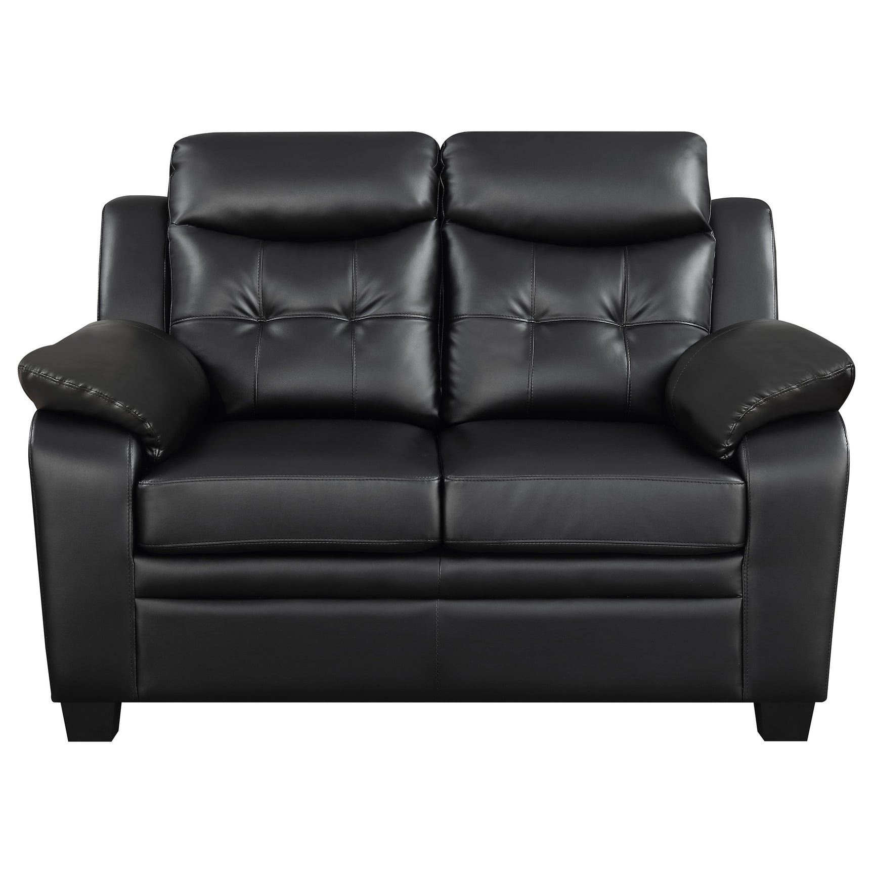 Finley 2-piece Upholstered Padded Arm Tufted Sofa Set Black - Tampa Furniture Outlet