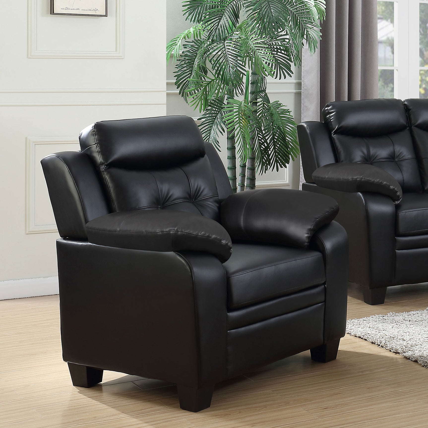 Finley Upholstered Padded Arm Tufted Accent Chair Black - Tampa Furniture Outlet