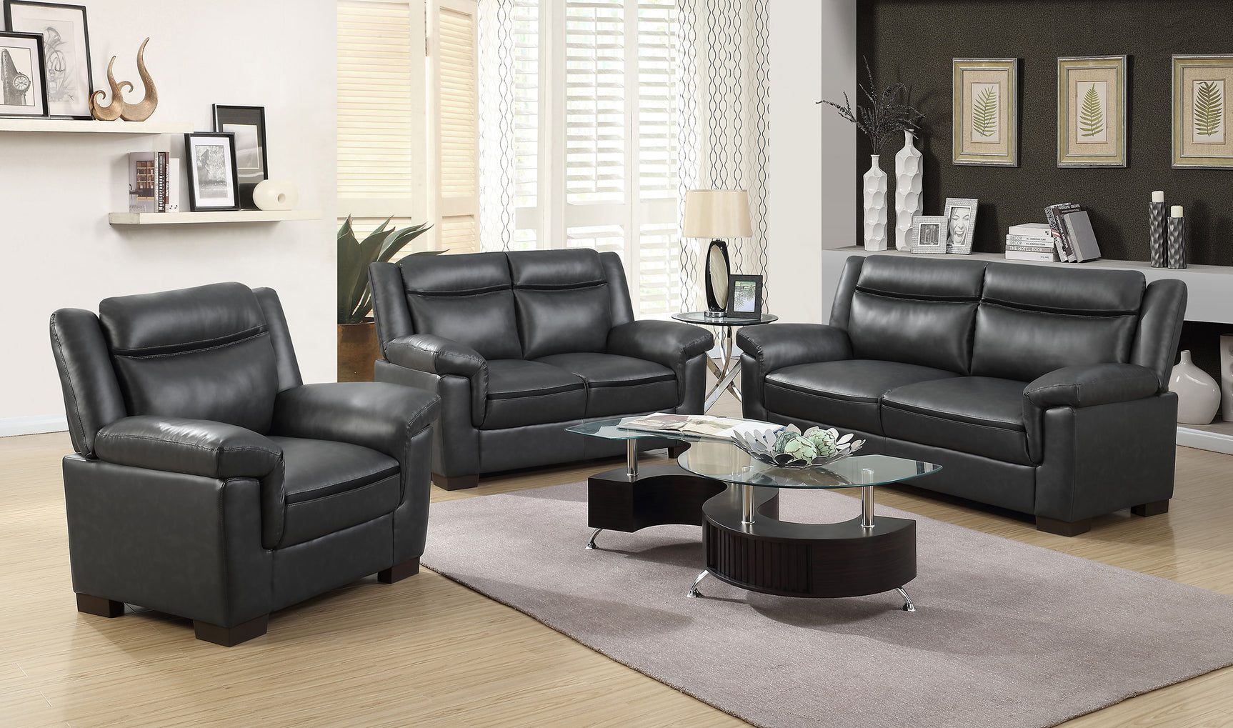 Arabella Upholstered Padded Arm Loveseat Grey - Tampa Furniture Outlet