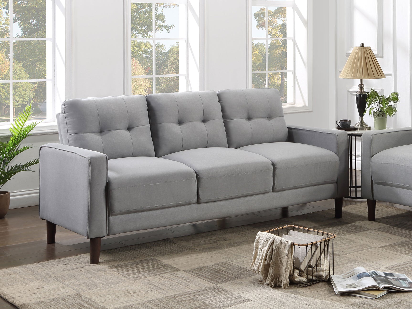 Bowen Upholstered Track Arm Tufted Sofa Grey - Tampa Furniture Outlet