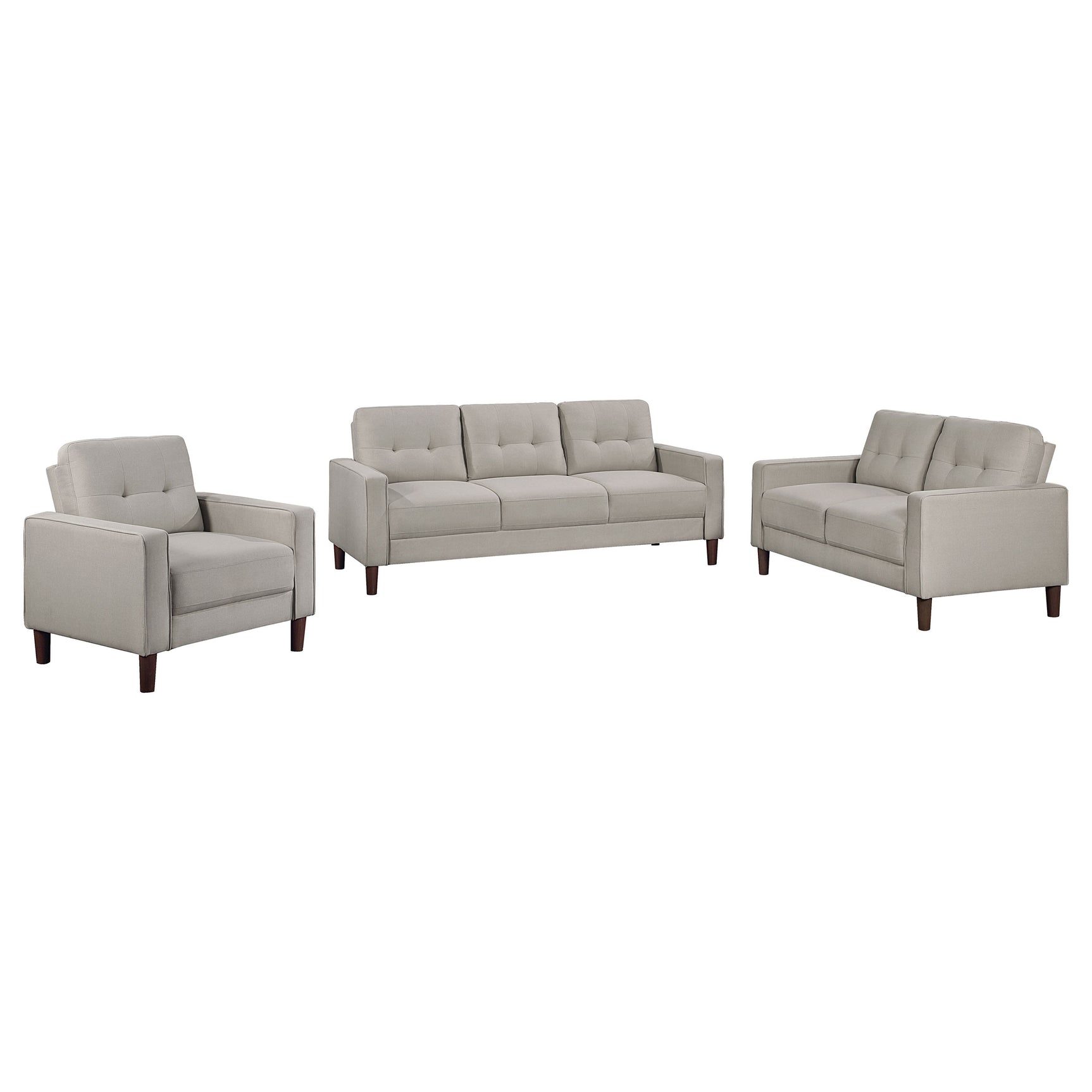 Bowen 3-piece Upholstered Track Arm Tufted Sofa Set Beige - Tampa Furniture Outlet