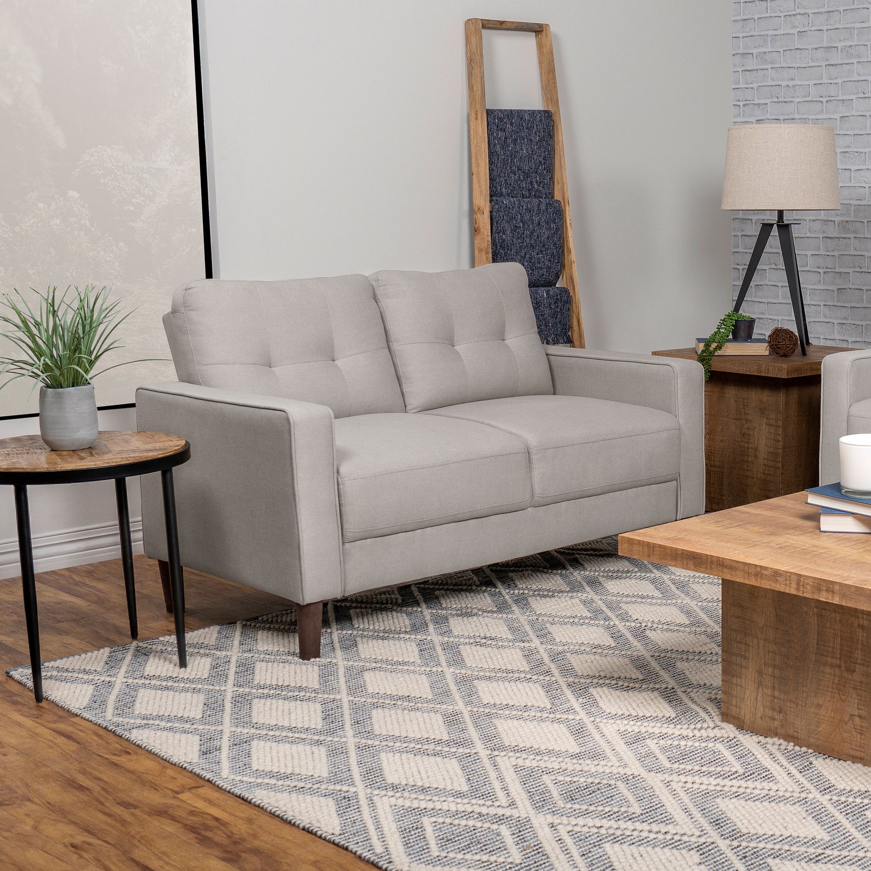 Bowen Upholstered Track Arm Tufted Loveseat Beige - Tampa Furniture Outlet