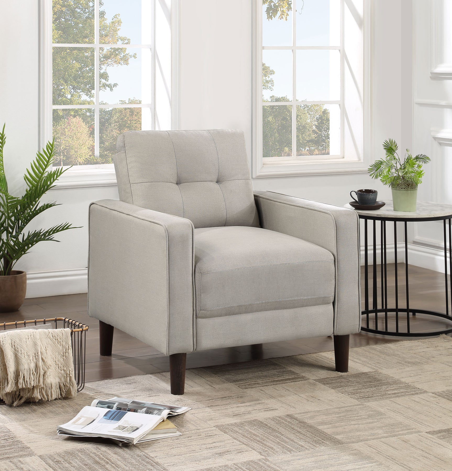 Bowen Upholstered Track Arm Tufted Accent Chair Beige - Tampa Furniture Outlet