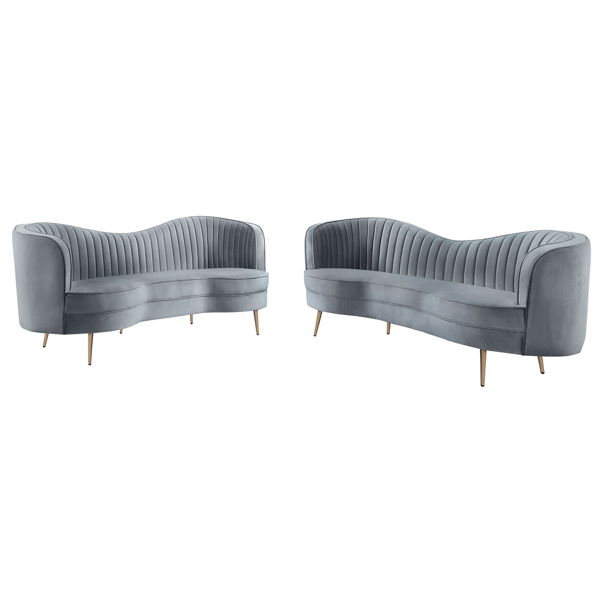 Sophia 2-piece Upholstered Channel Tufted Sofa Set Grey
