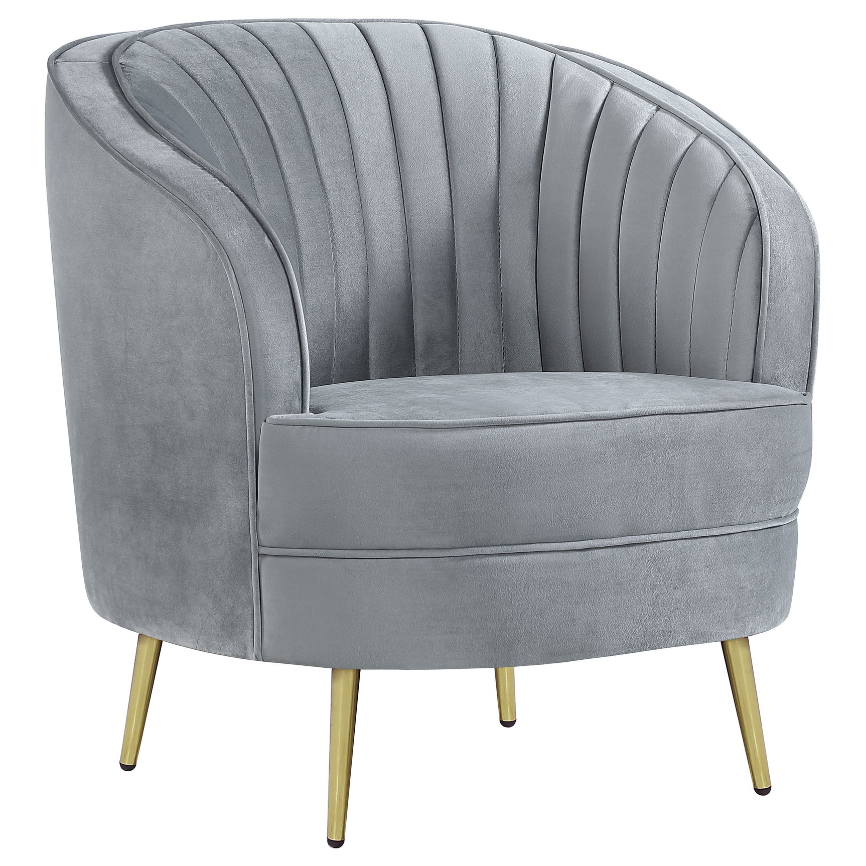 Tampa Furniture Outlet - Coaster - Sophia Upholstered Channel Tufted Barrel Accent Chair Grey - 506866