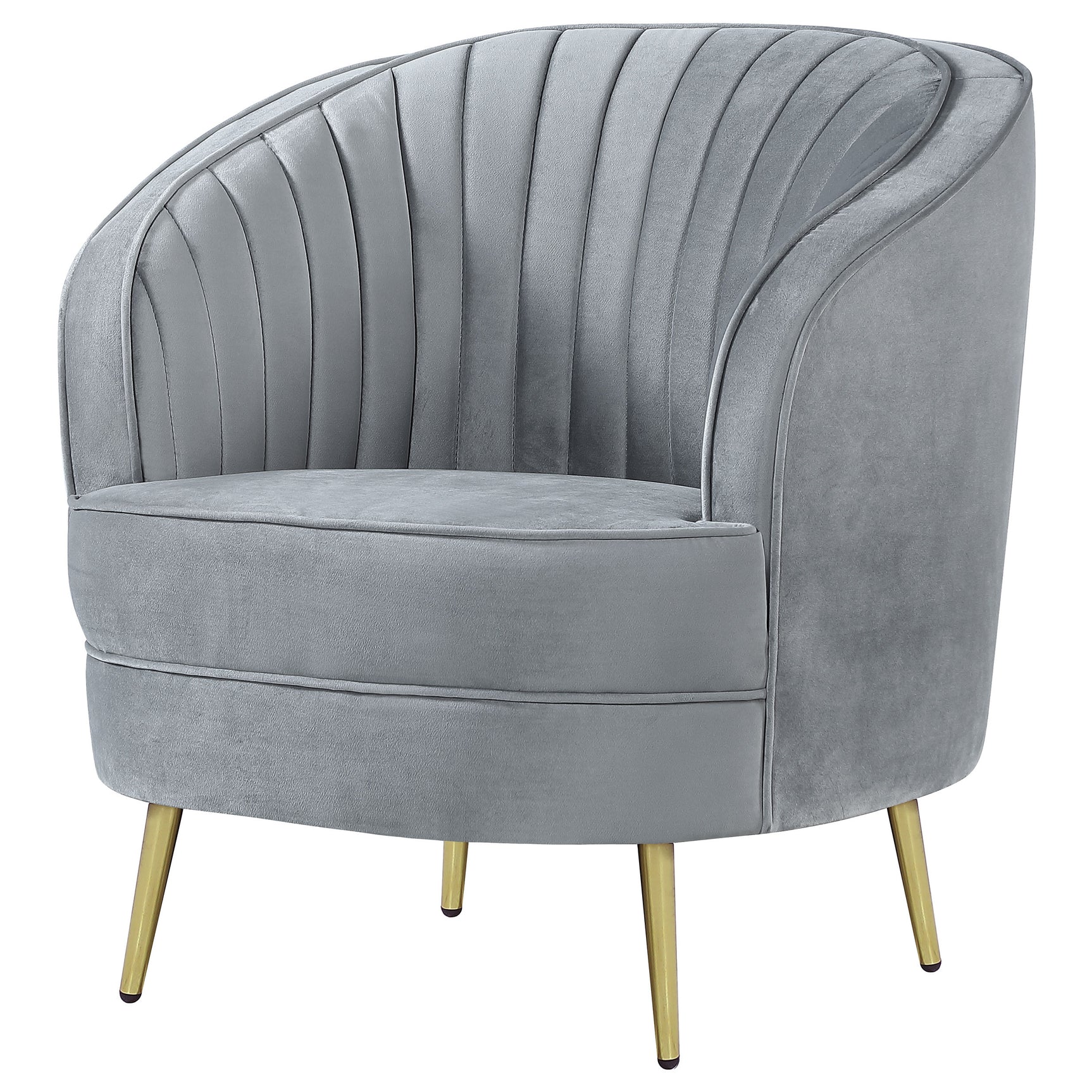 Sophia Upholstered Channel Tufted Barrel Accent Chair Grey - Tampa Furniture Outlet
