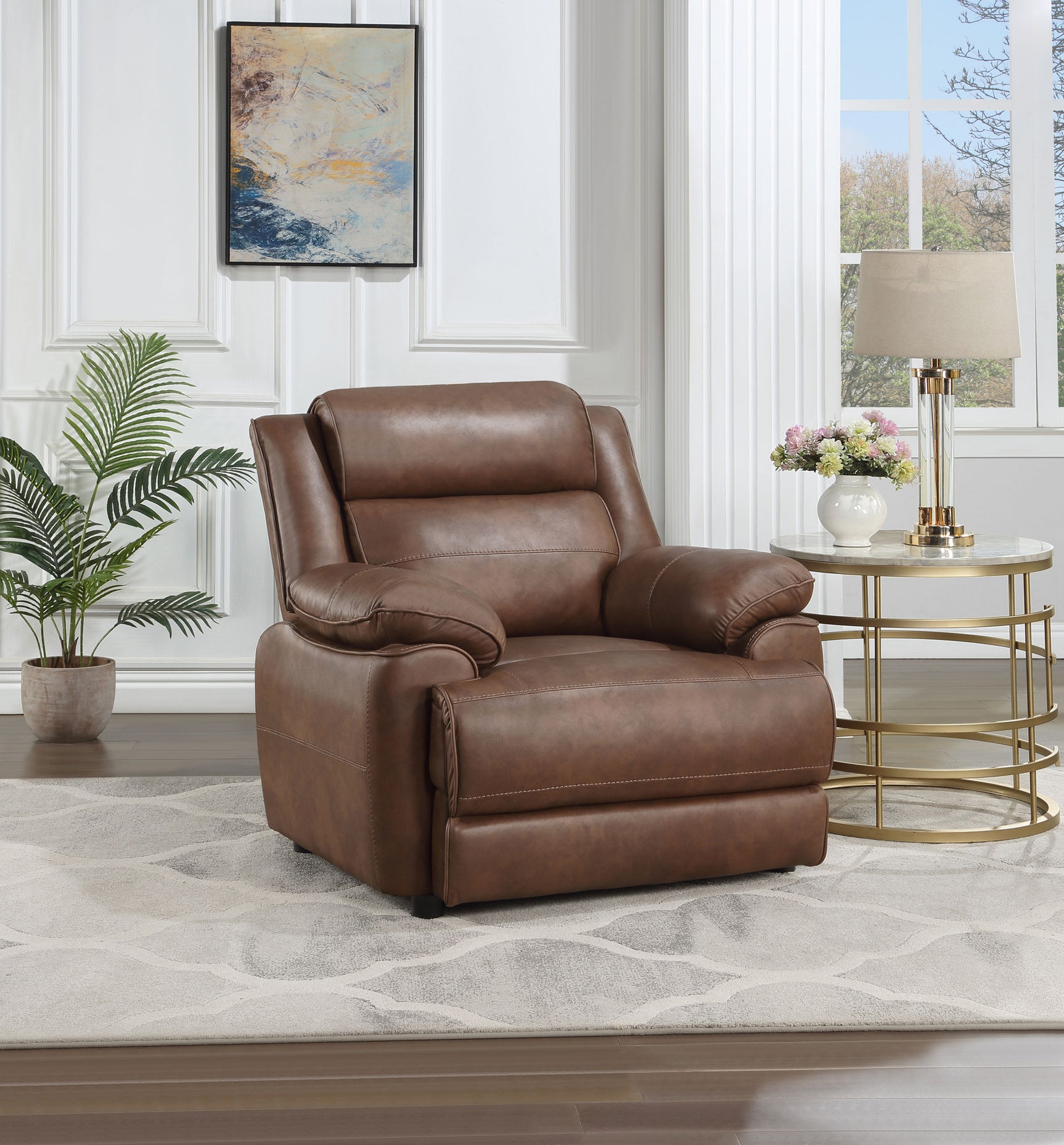 Ellington Upholstered Padded Arm Accent Chair Dark Brown - Tampa Furniture Outlet