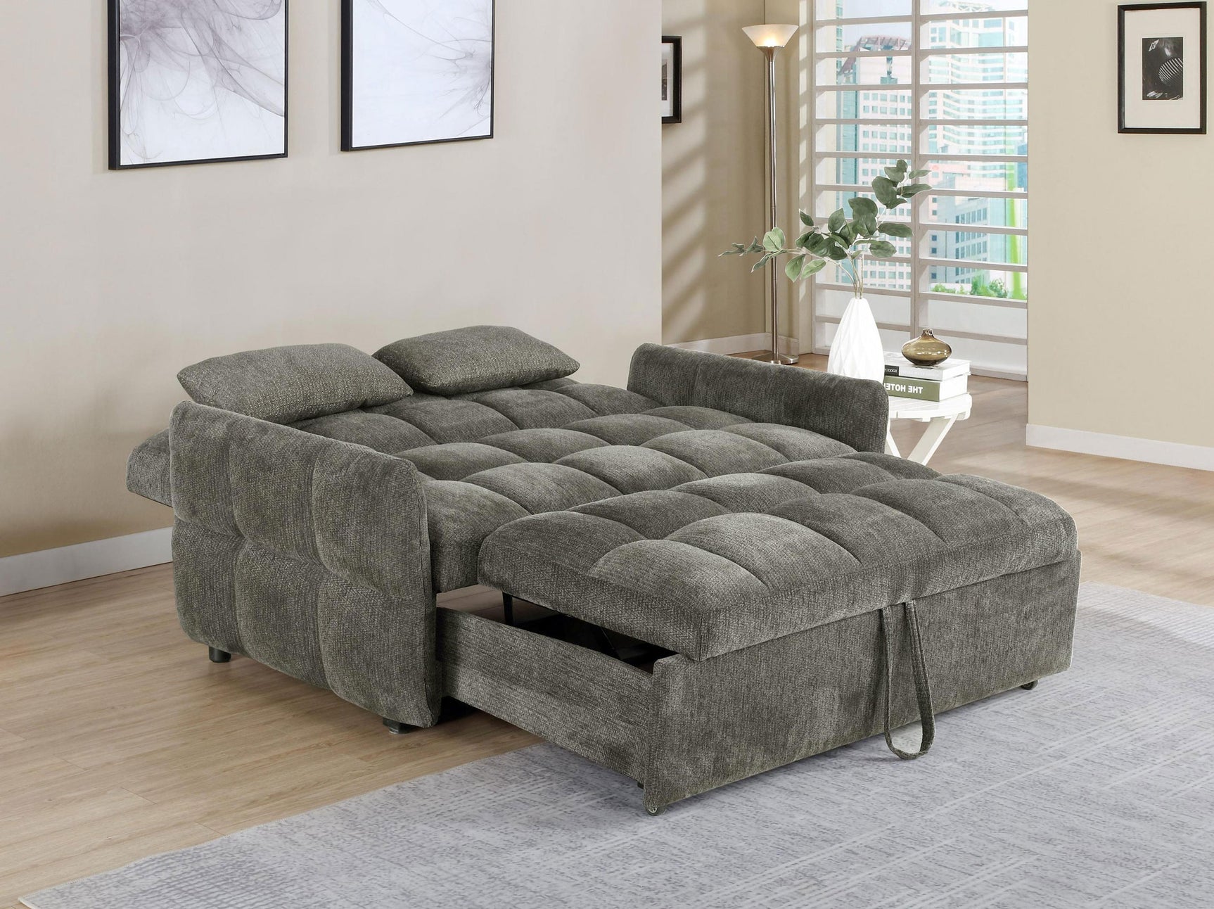 Cotswold Upholstered Convertible Sleeper Sofa Bed Dark Grey - Tampa Furniture Outlet