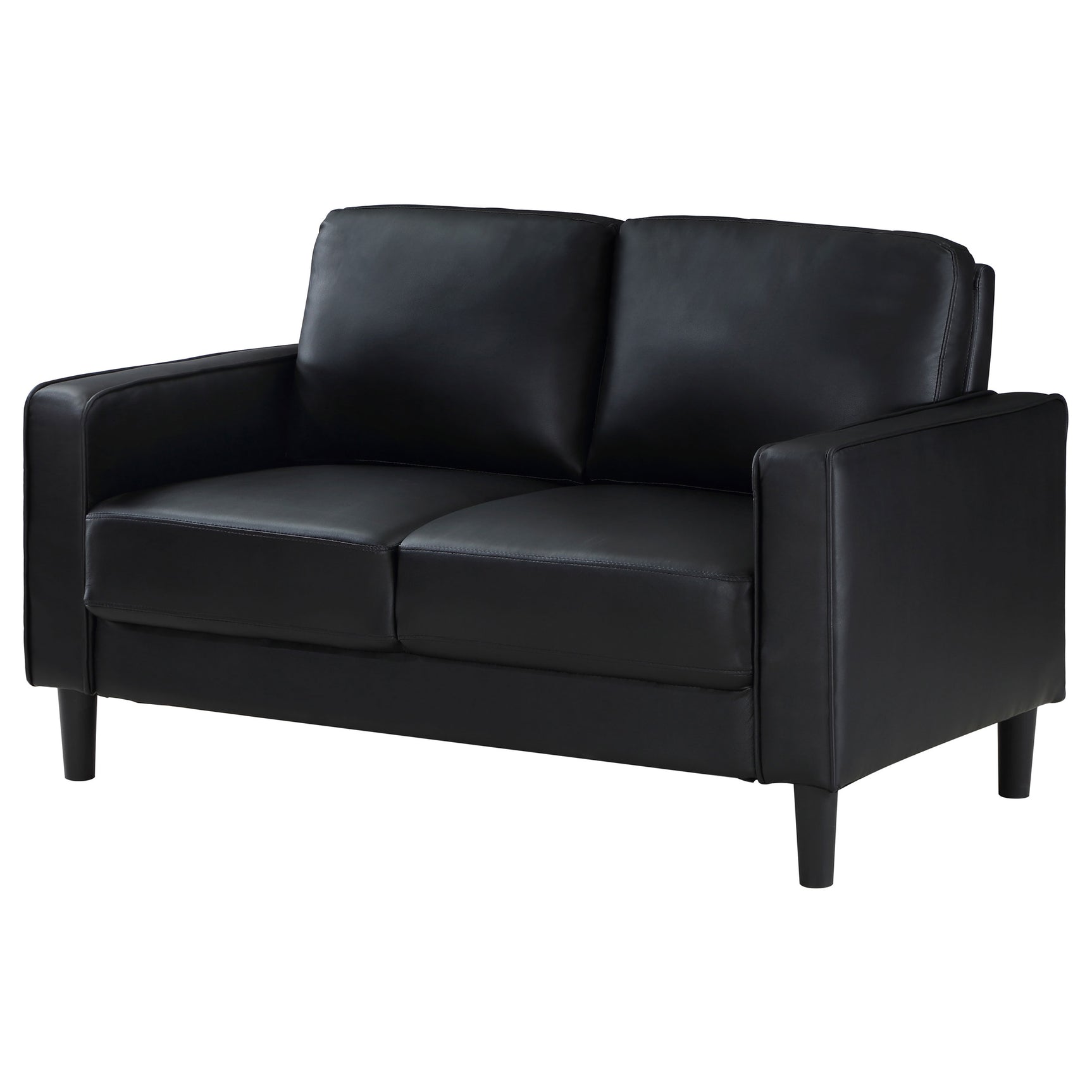 Ruth Upholstered Track Arm Loveseat Black - Tampa Furniture Outlet