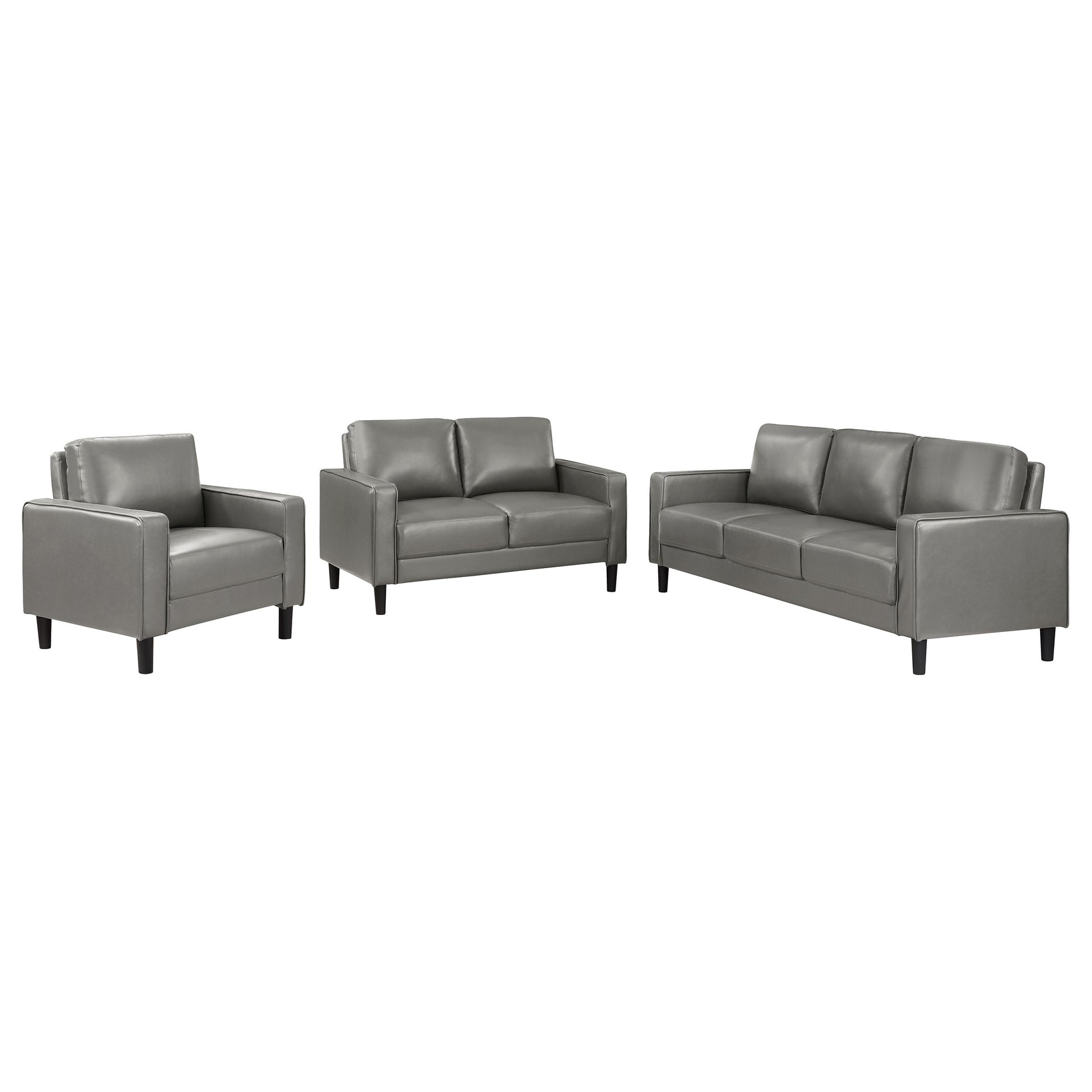 Ruth 3-piece Upholstered Track Arm Sofa Set Grey - Tampa Furniture Outlet
