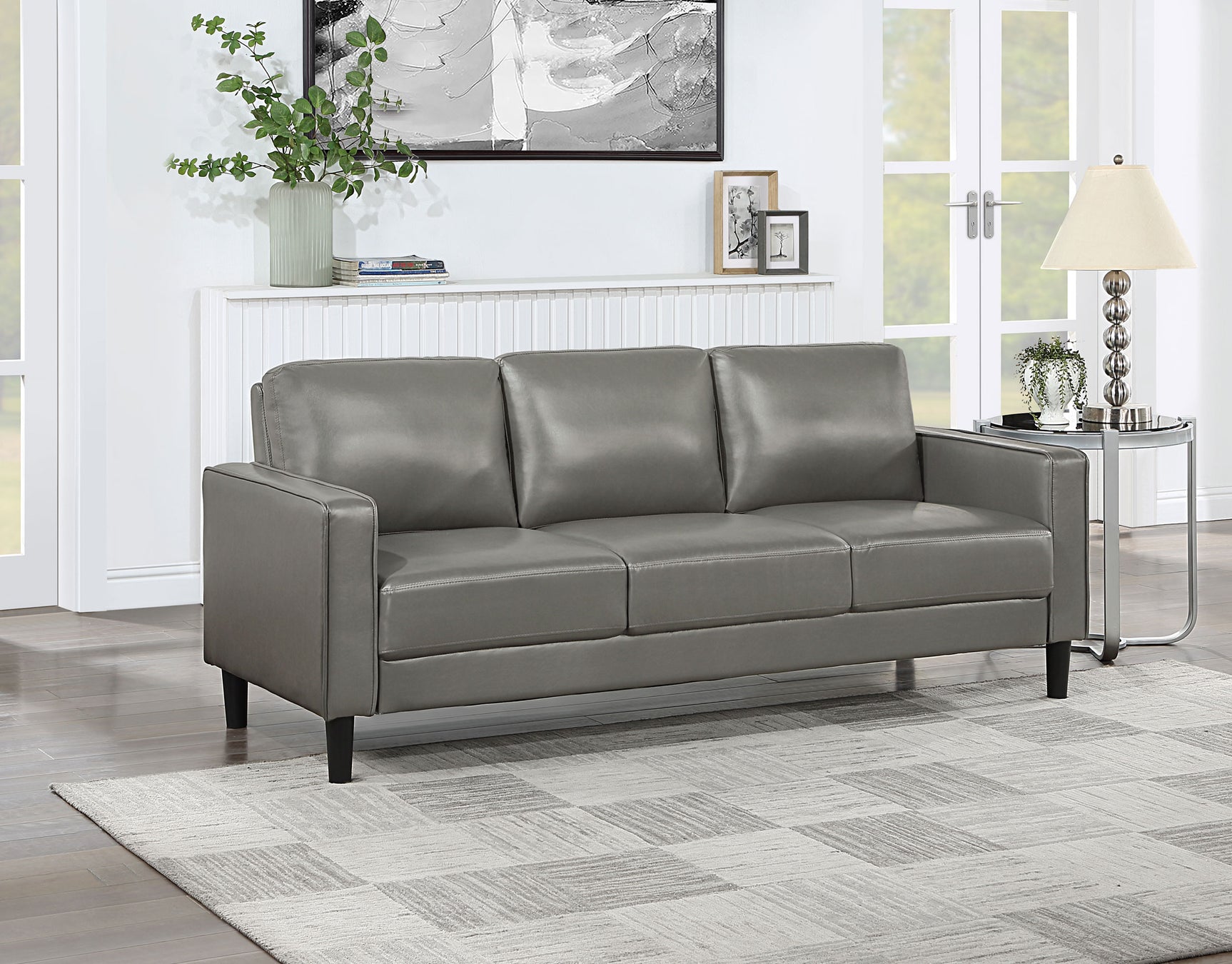 Ruth Upholstered Track Arm Sofa Grey - Tampa Furniture Outlet