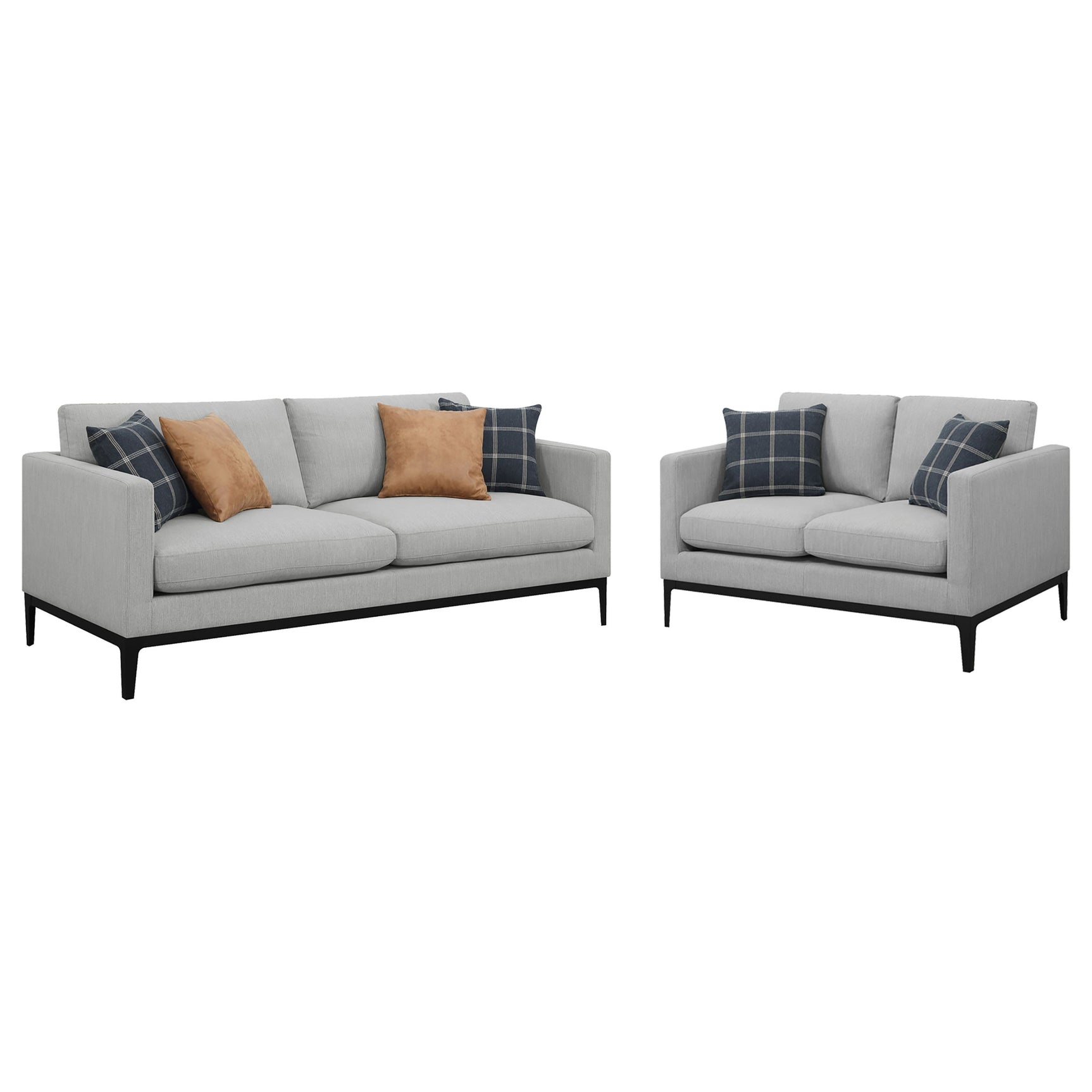 Apperson 2-piece Upholstered Track Arm Sofa Set Light Grey - Tampa Furniture Outlet