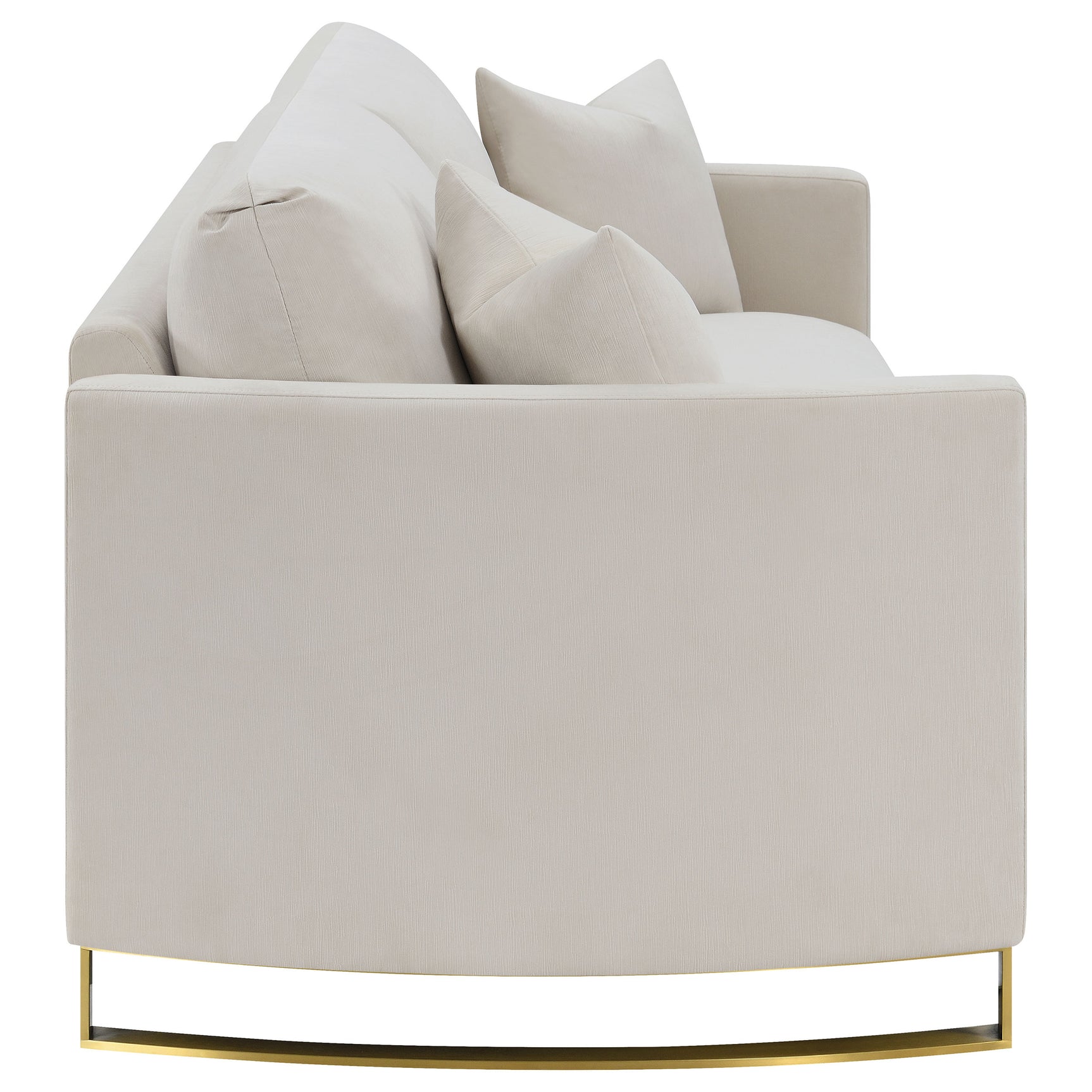 Corliss Upholstered Curved Track Arm Sofa Beige - Tampa Furniture Outlet