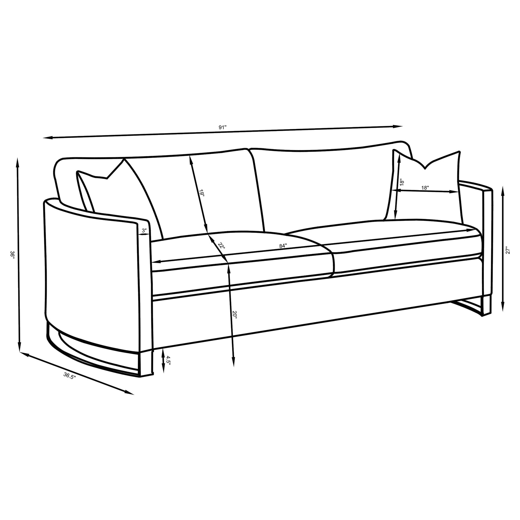 Corliss Upholstered Curved Track Arm Sofa Beige - Tampa Furniture Outlet