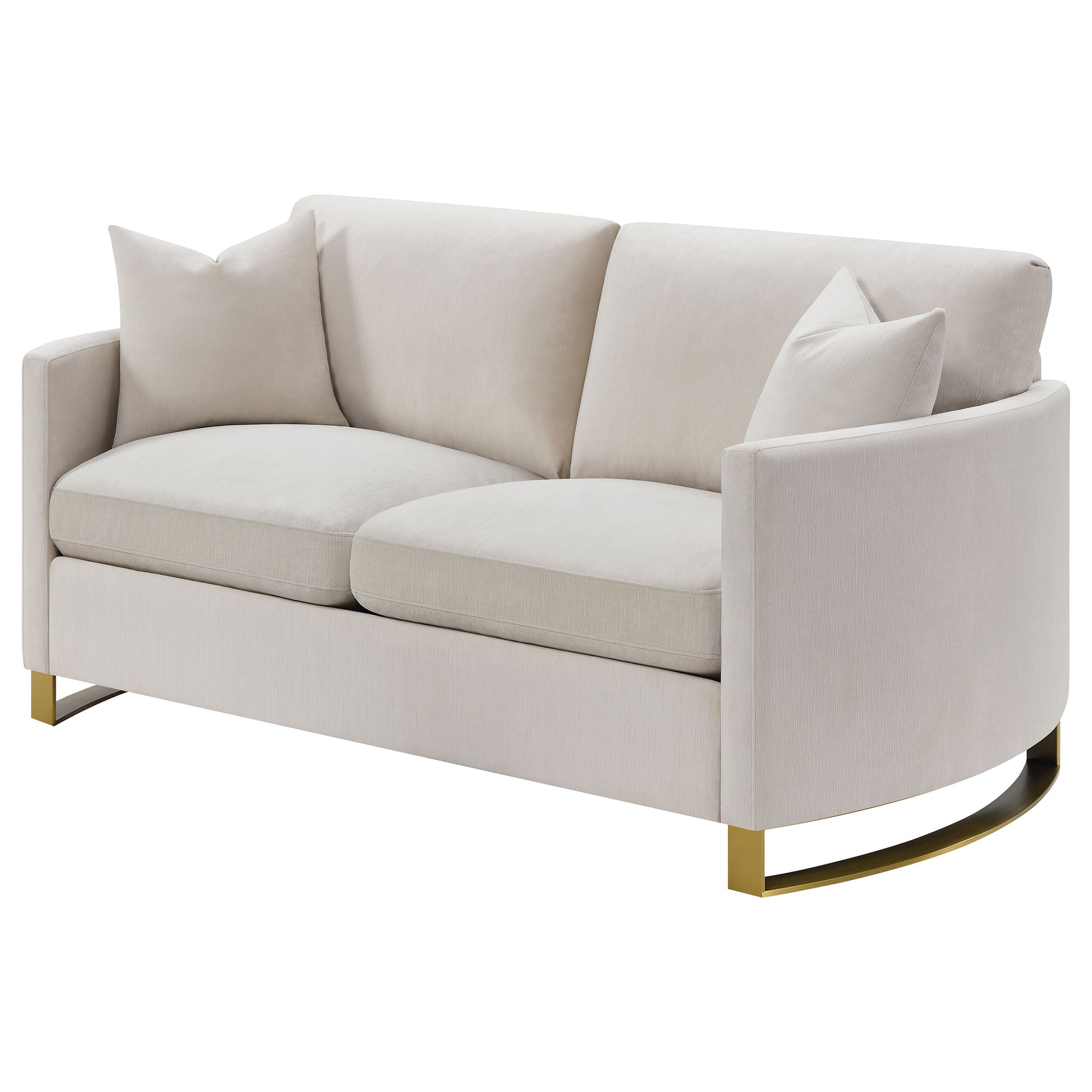 Corliss Upholstered Curved Track Arm Loveseat Beige - Tampa Furniture Outlet