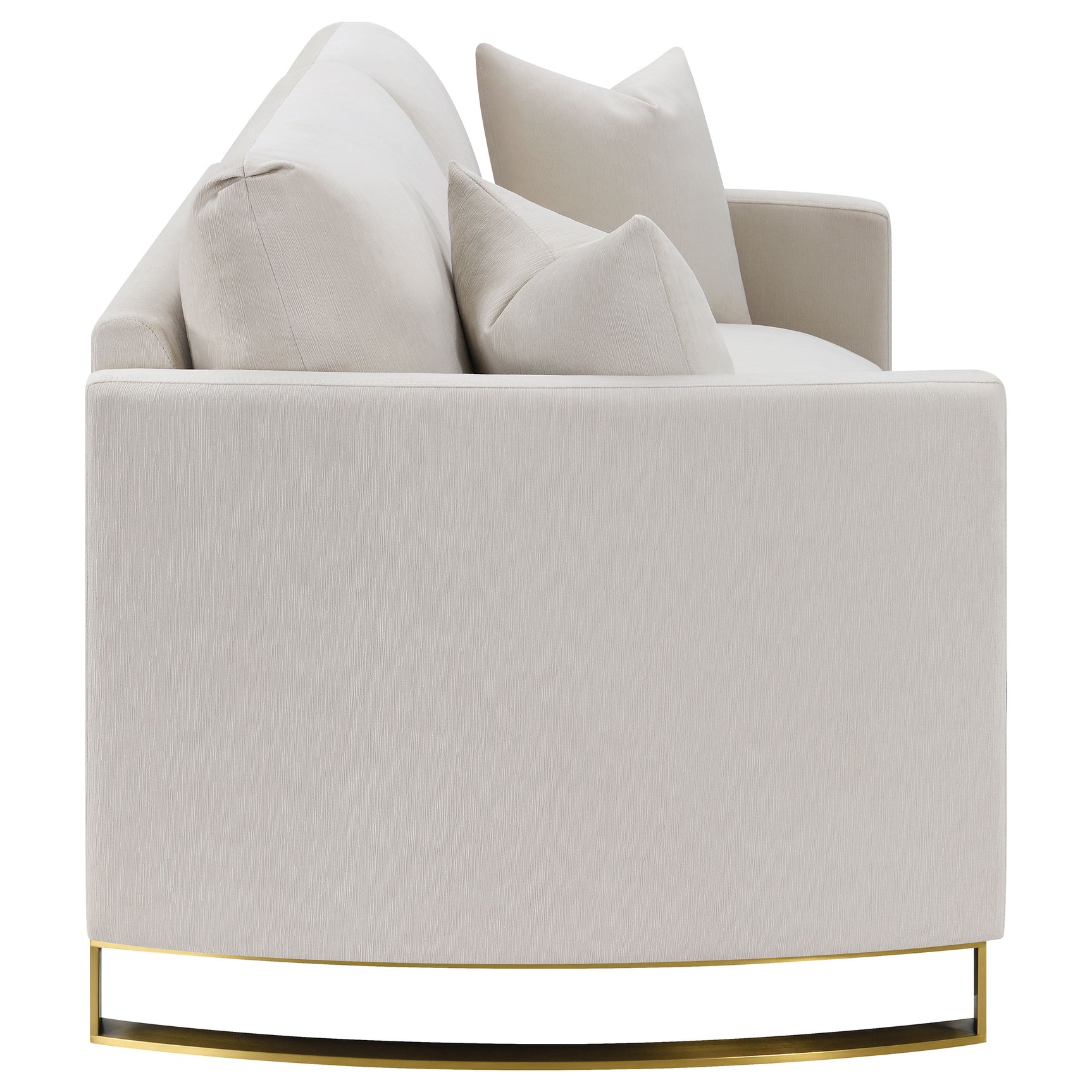 Corliss Upholstered Curved Track Arm Loveseat Beige - Tampa Furniture Outlet