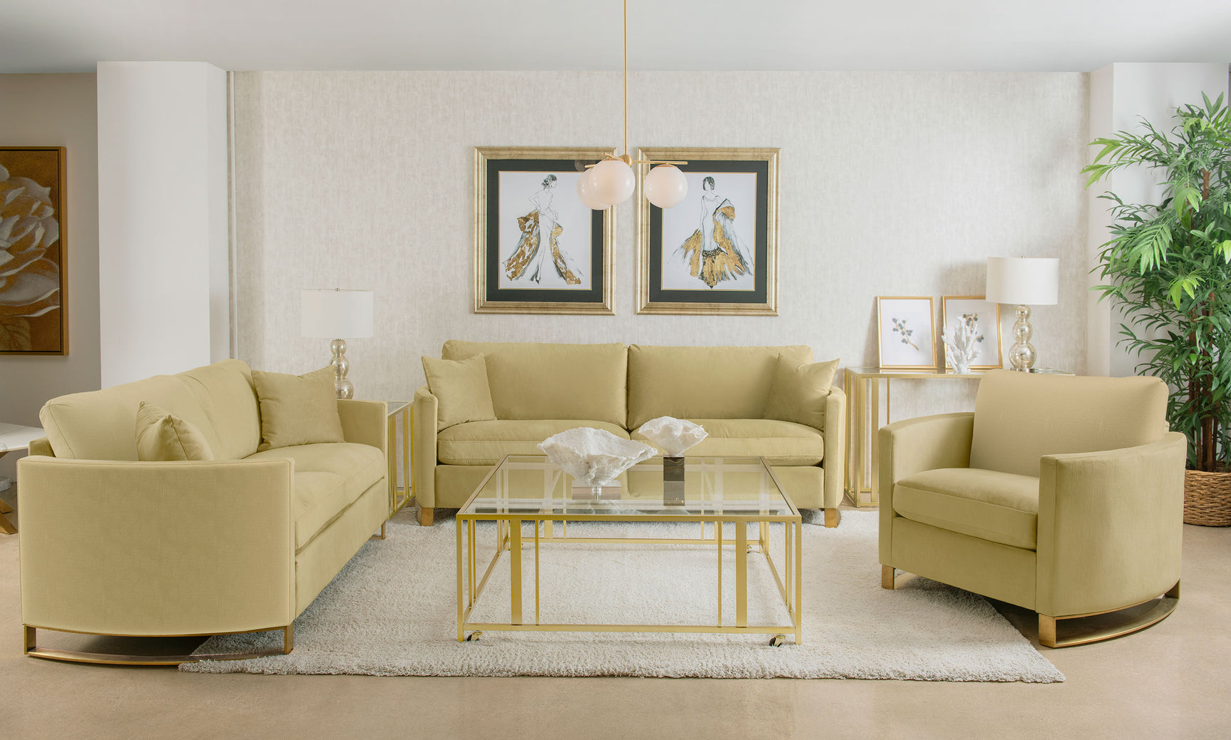 Tampa Furniture Outlet - Coaster - Corliss 3-piece Velvet Upholstered Sofa Set Camel - 508824-S3