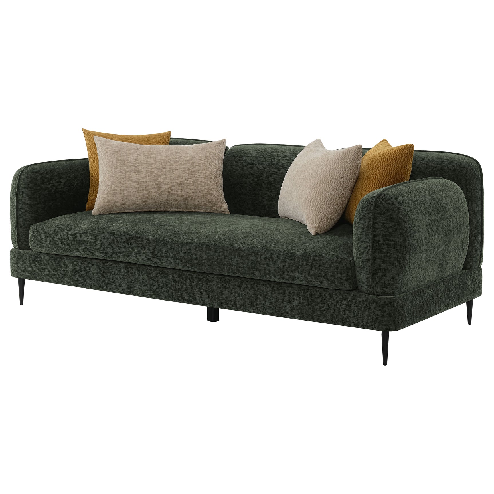 Jade Chenille Upholstered Modern Track Arm Sofa Green - Tampa Furniture Outlet