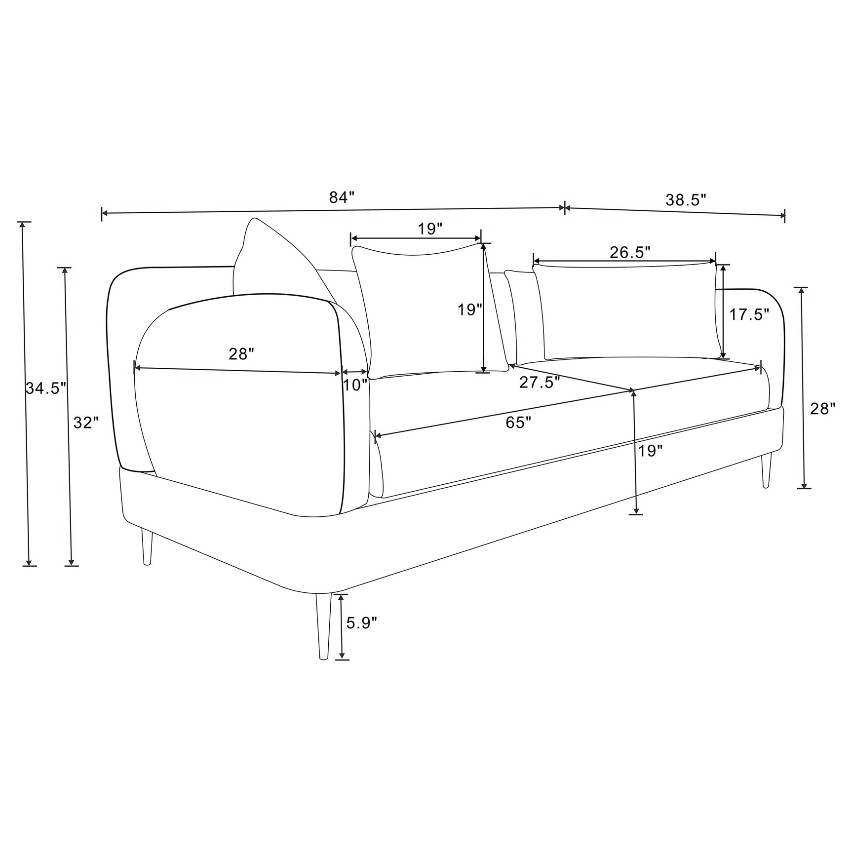 Jade Chenille Upholstered Modern Track Arm Sofa Green - Tampa Furniture Outlet