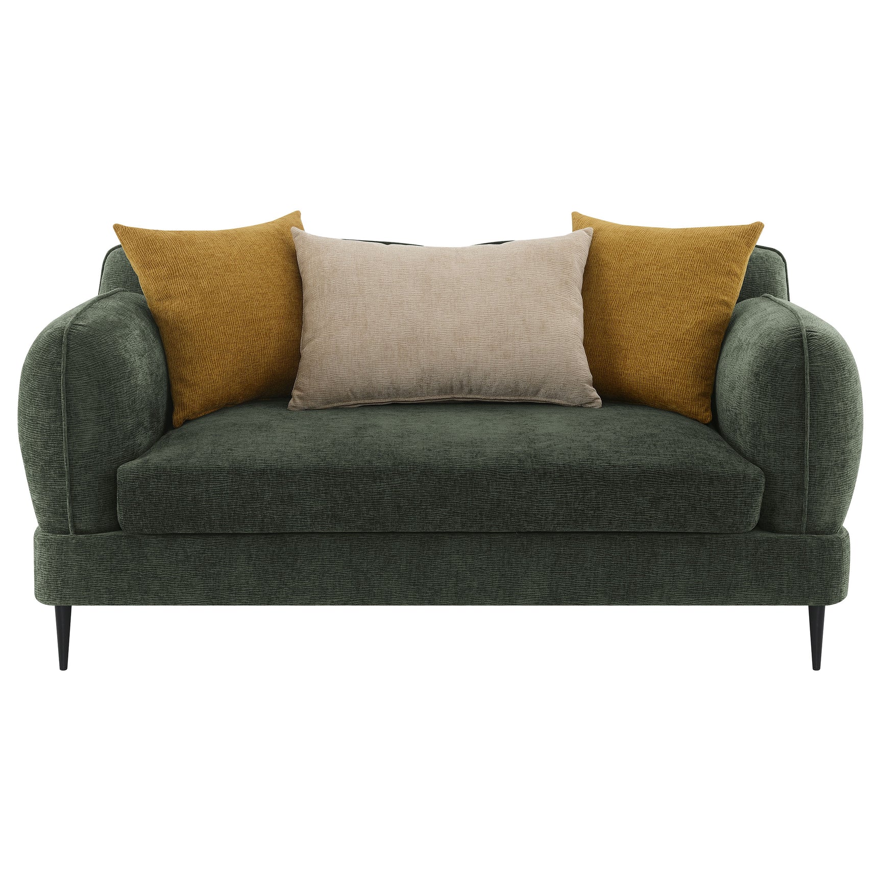 Jade Chenille Upholstered Modern Track Arm Loveseat Green - Tampa Furniture Outlet