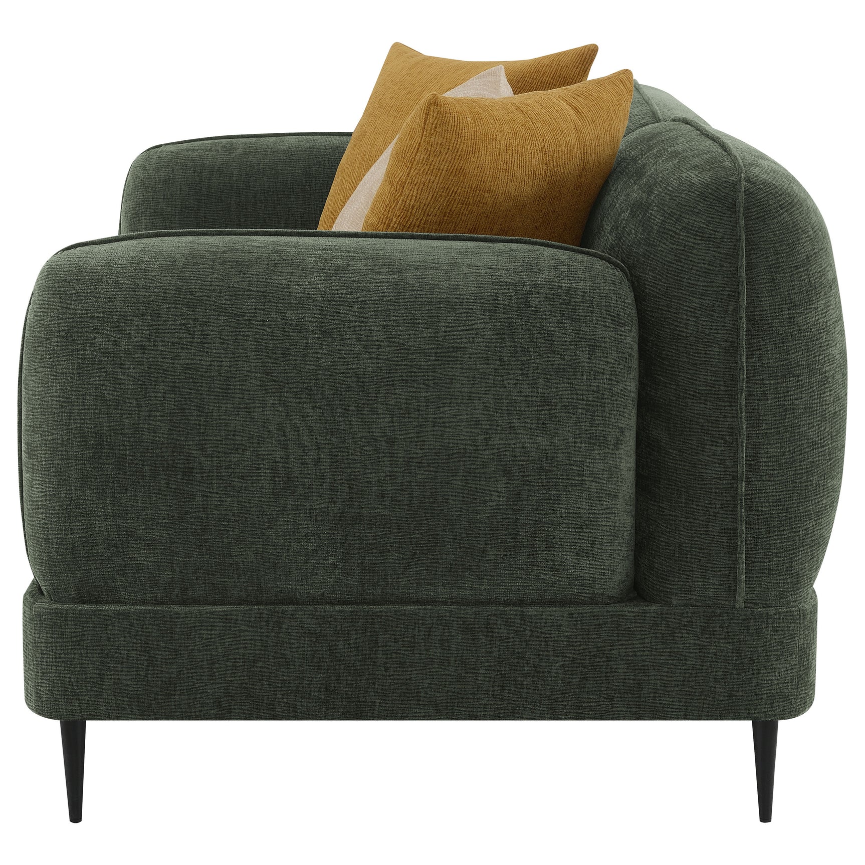Jade Chenille Upholstered Modern Track Arm Loveseat Green - Tampa Furniture Outlet