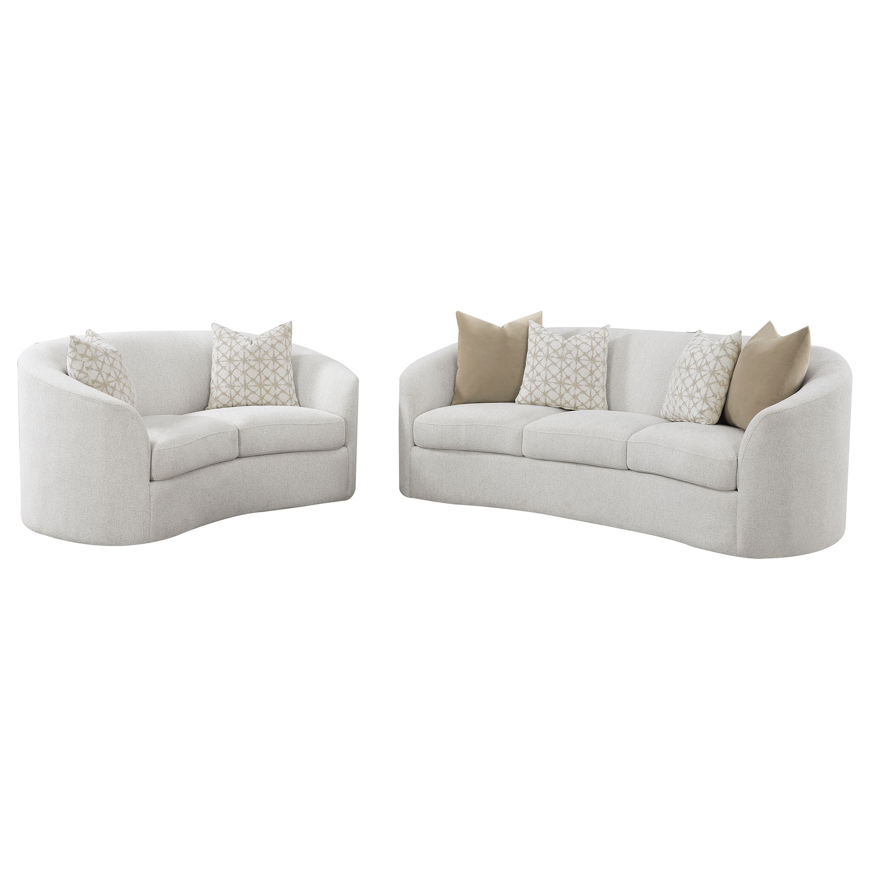 Rainn 2-piece Boucle Upholstered Sloped Arm Sofa Set Latte - Tampa Furniture Outlet
