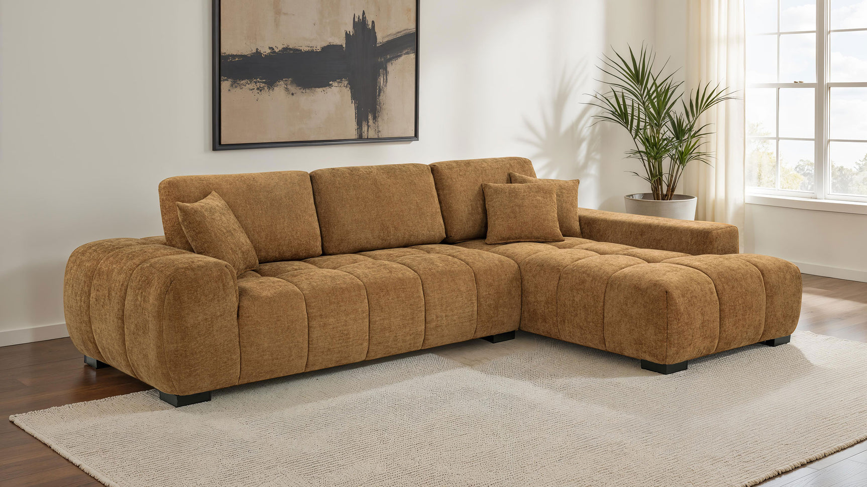 Tampa Furniture Outlet - Coaster - Octavia Upholstered Sectional Chaise Sofa Amber - 509340
