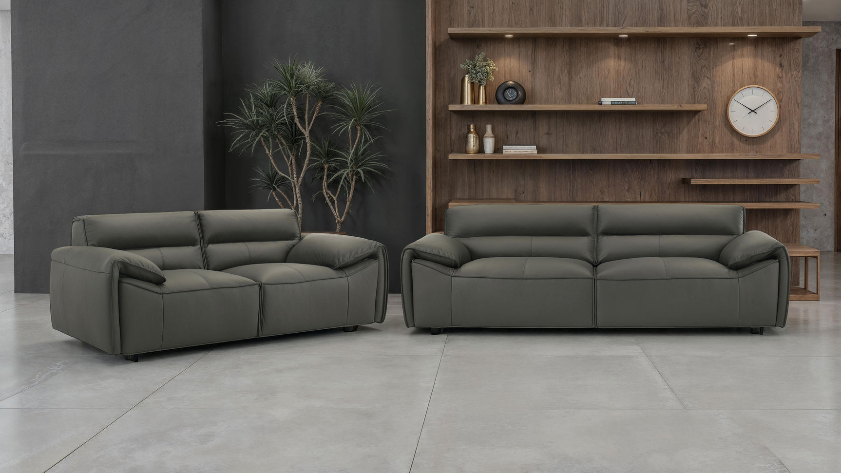 Buxton Top Grain Leather Upholstered Sofa Graphite