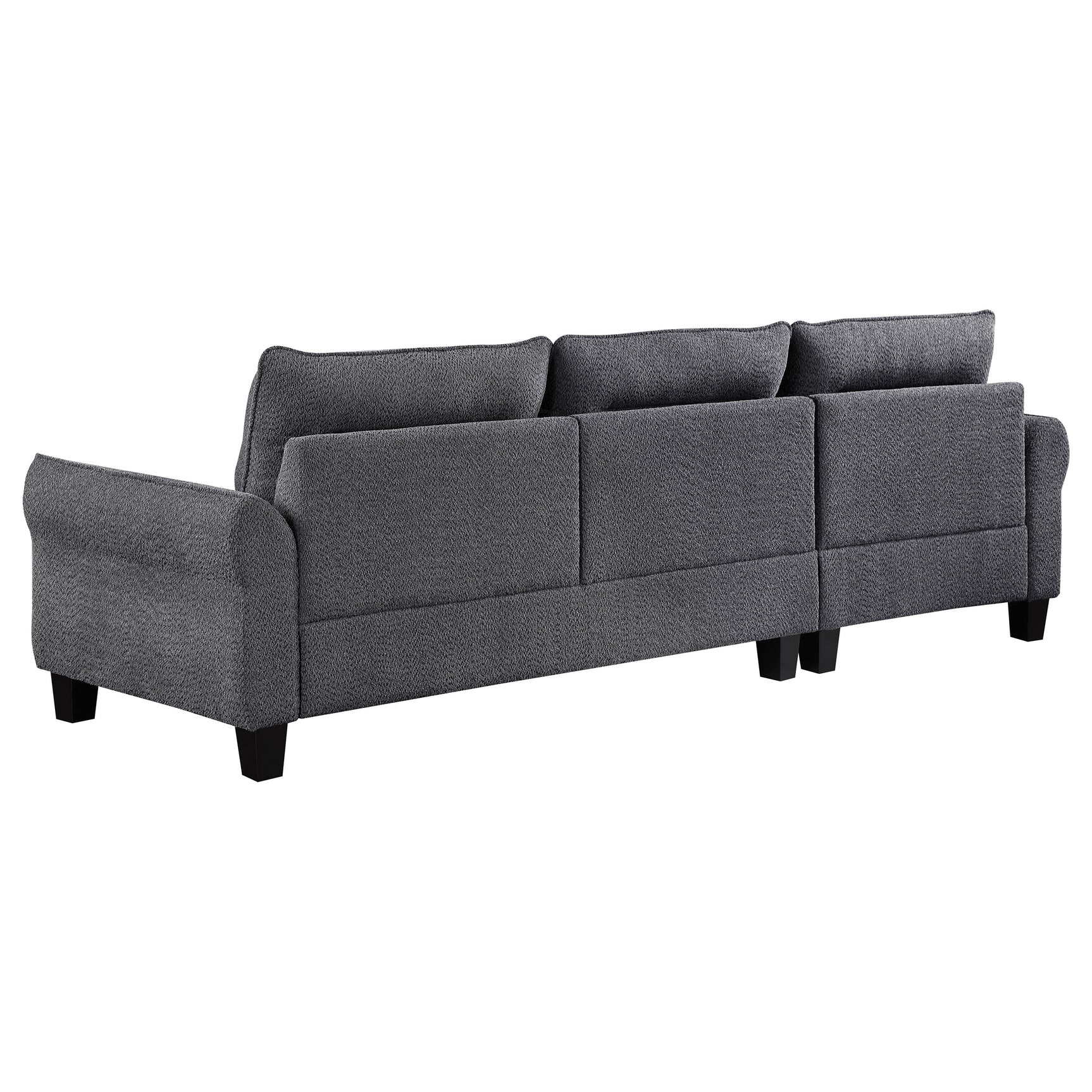 Caspian Upholstered Curved Arm Chaise Sectional Sofa Grey - Tampa Furniture Outlet