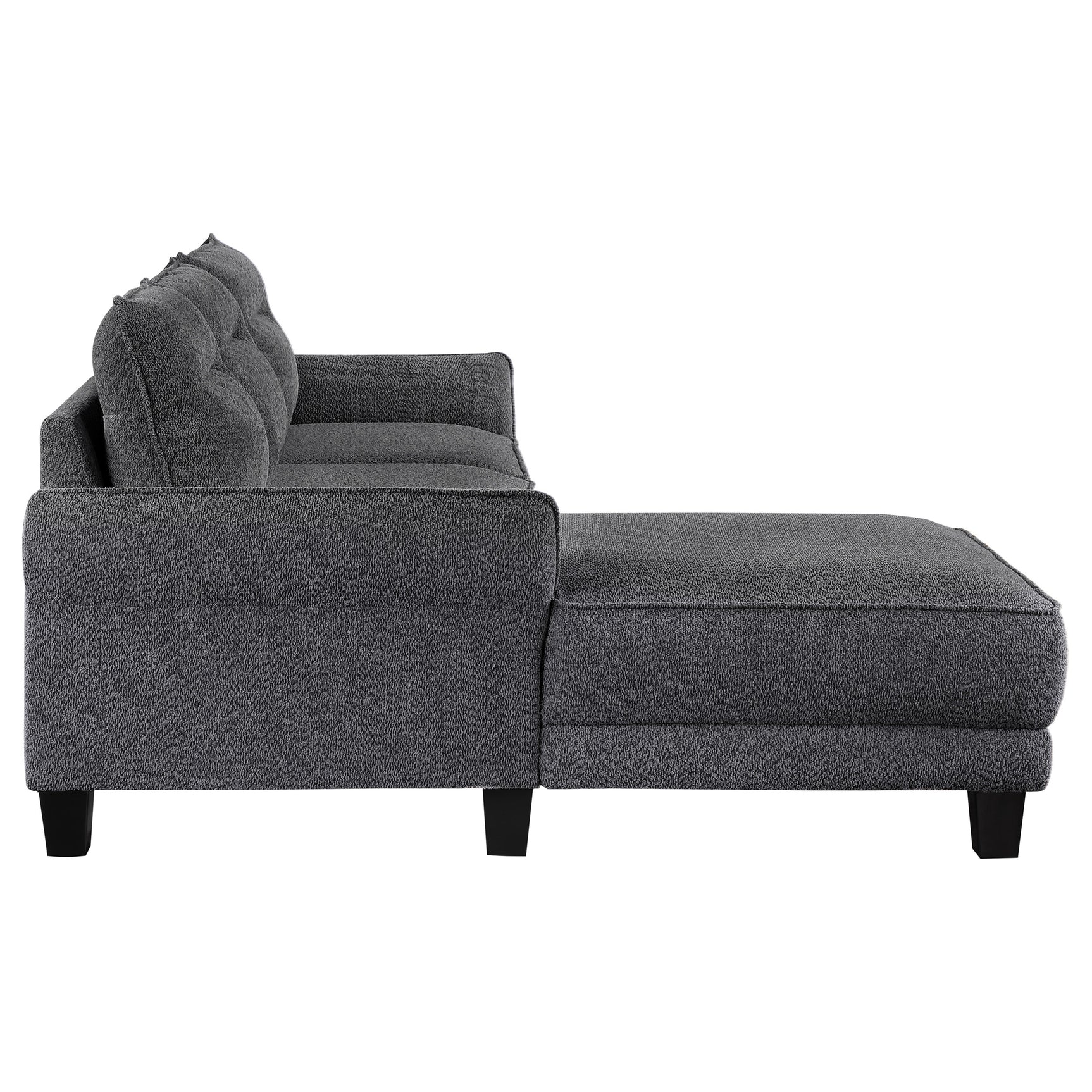 Caspian Upholstered Curved Arm Chaise Sectional Sofa Grey - Tampa Furniture Outlet